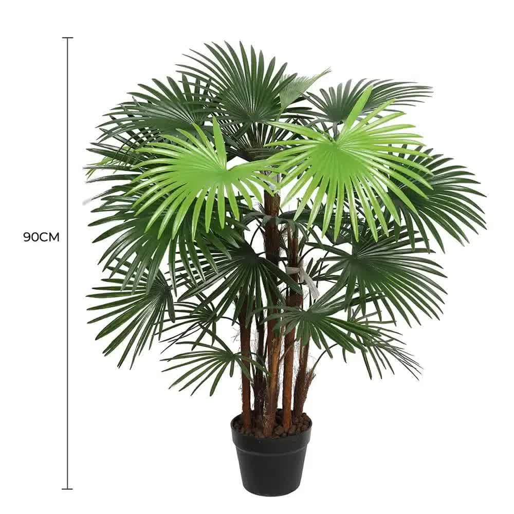 Artificial Wide Leaf Fan Palm Tree 90cm