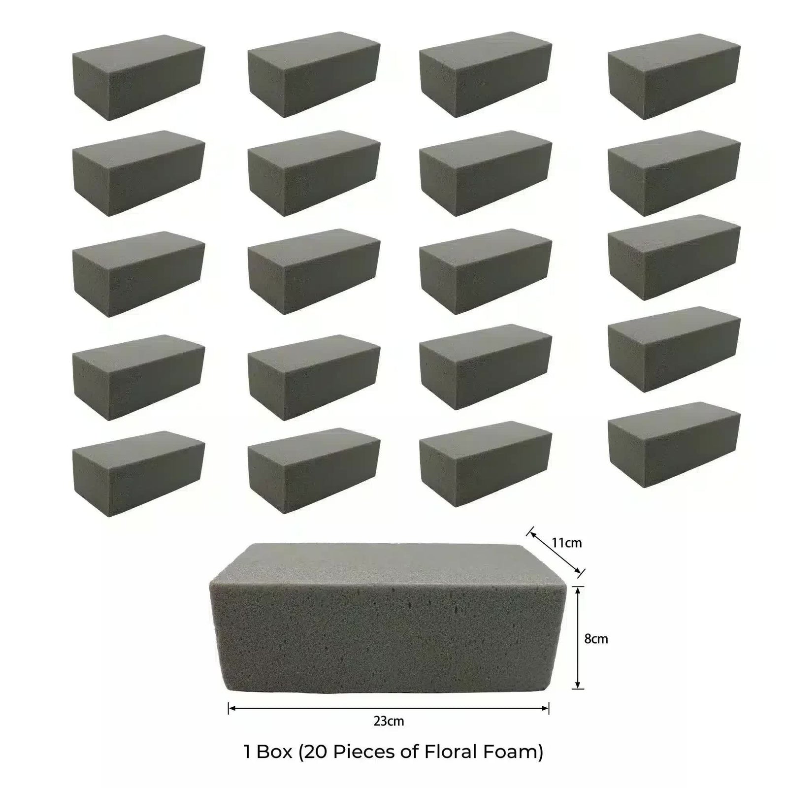 20 Pieces of Dry Floral Foam Bricks 23cm x 11cm x 8cm (Artificial Plant Foam Blocks - formaldehyde FREE)