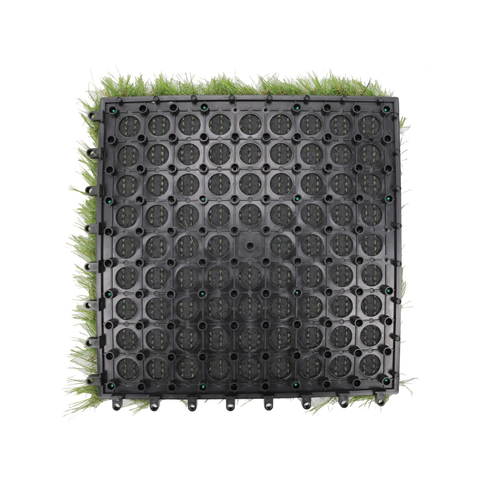 9 Pieces of Interconnecting Artificial Grass Decking Tiles (UV Resistant) 30cm x 30cm