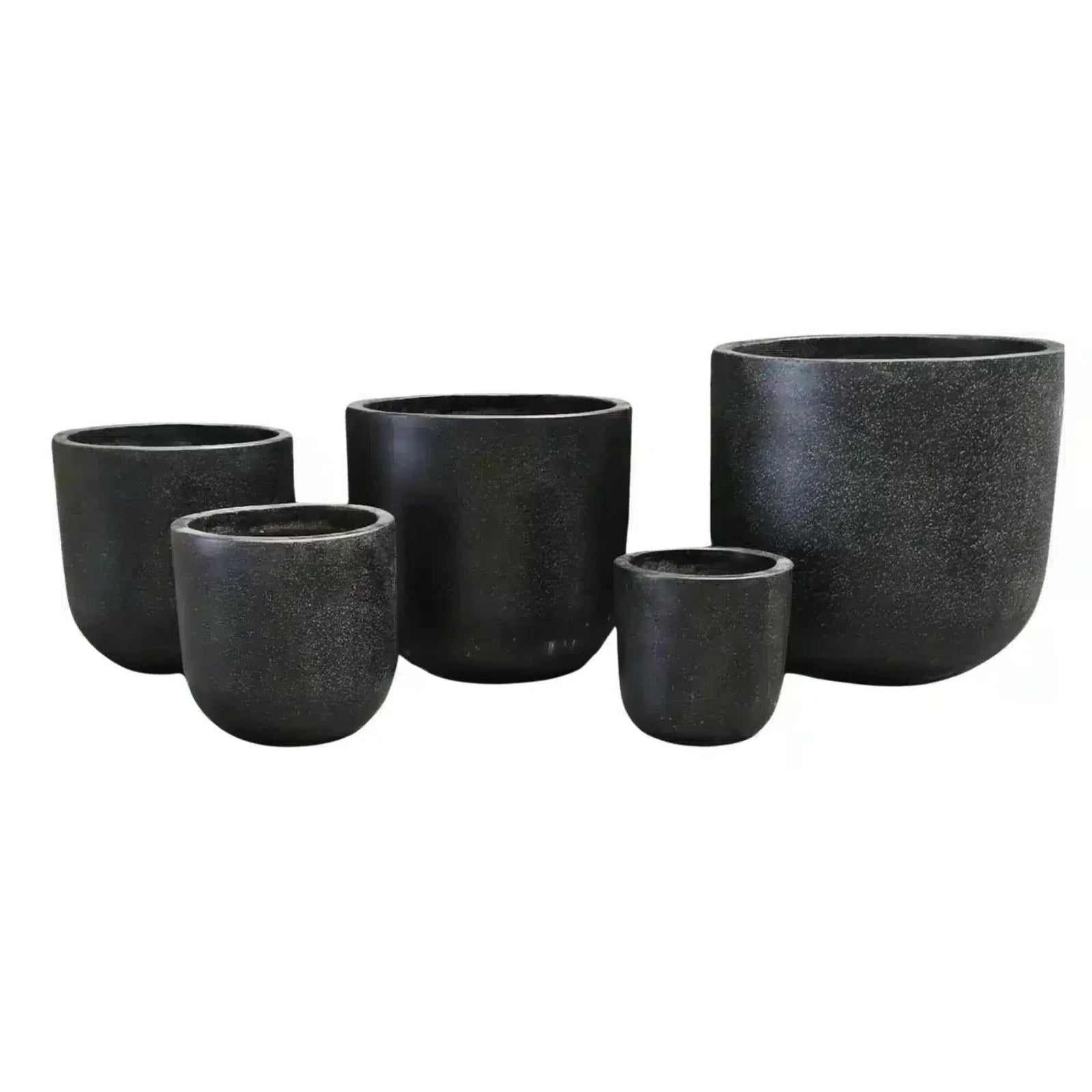 Modern Black Rounded Terrazzo Planters Set of 5 Bulk Savings