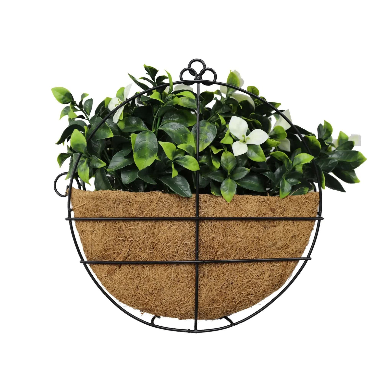 Artificial Wall Basket - Flowering White Jasmine Basket 20cm x 35cm Long UV Resistant
