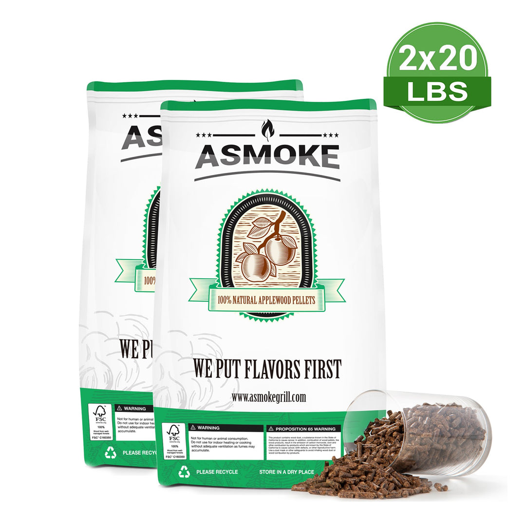 Asmoke 9.5kg X 2 (19 KG) of 100% Pure Applewood Pellets