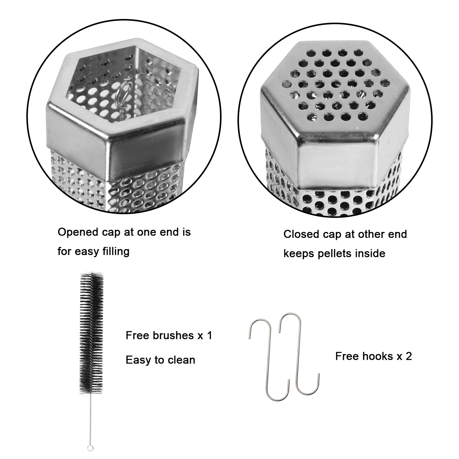 Asmoke BBQ Set (Includes Two Meat Claws, a Pellet Smoker Tube and Metal Skewers)