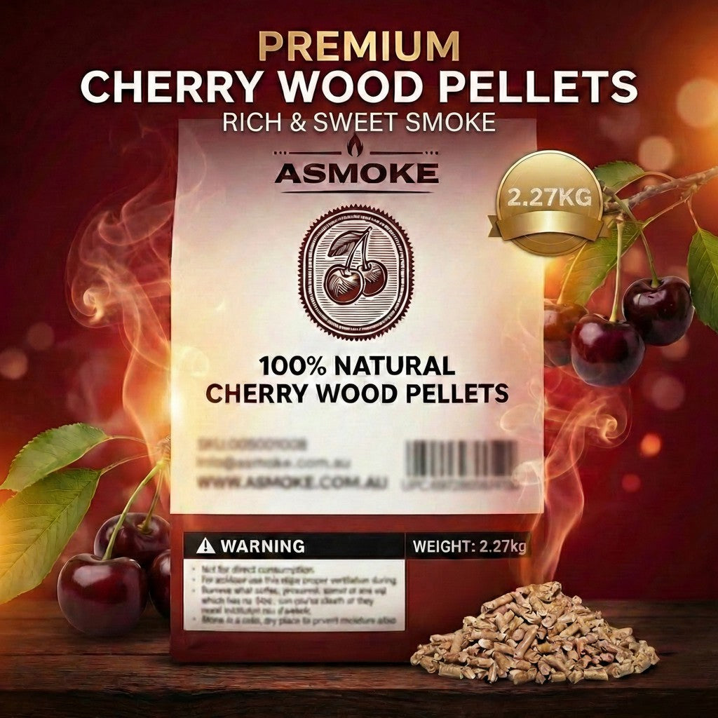 ASMOKE 100% Natural Cherry Wood BBQ Pellets (2.27kg) - Premium Fruit Hardwood for Smoker Grills & Cold Smoking