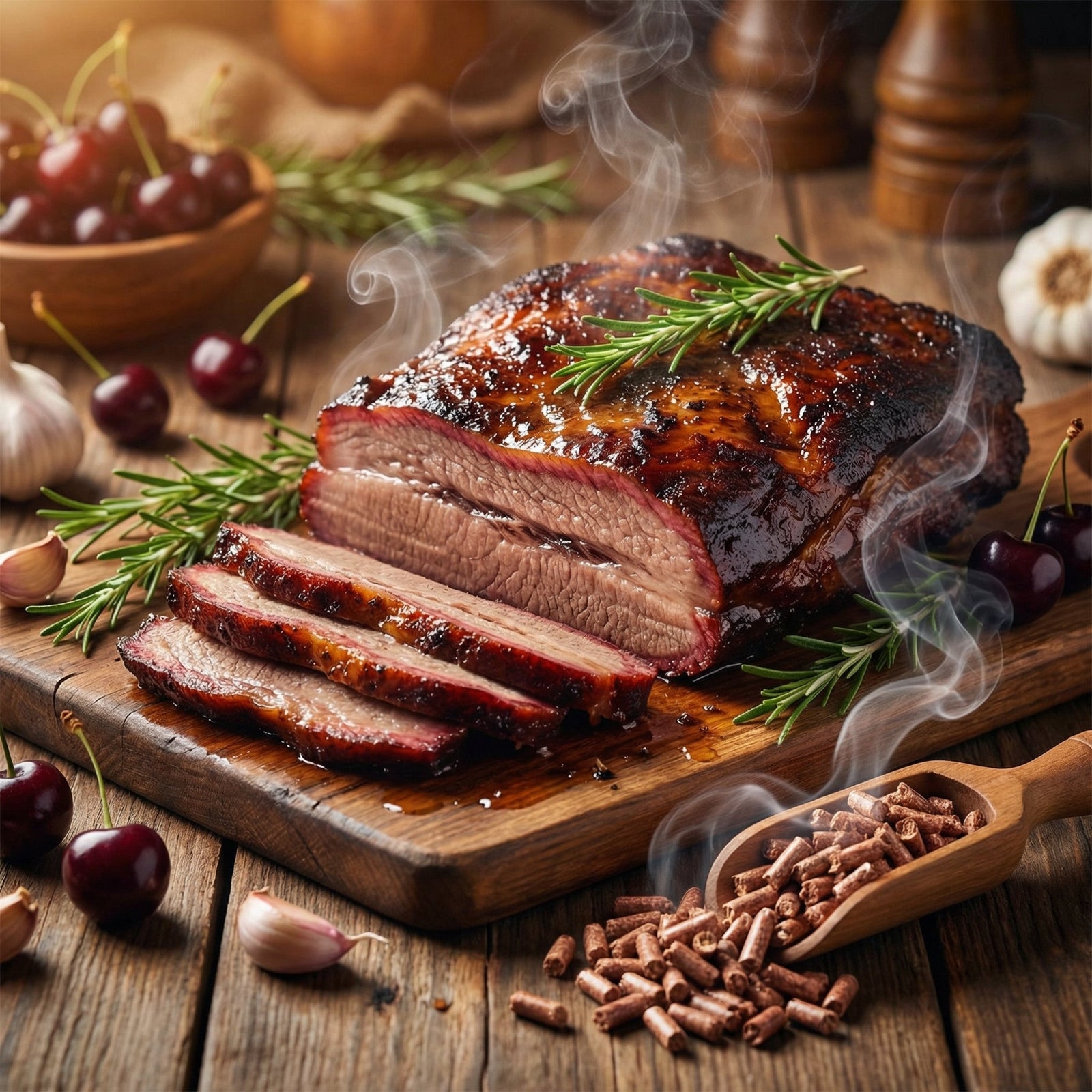 ASMOKE 100% Natural Cherry Wood BBQ Pellets (2.27kg) - Premium Fruit Hardwood for Smoker Grills & Cold Smoking