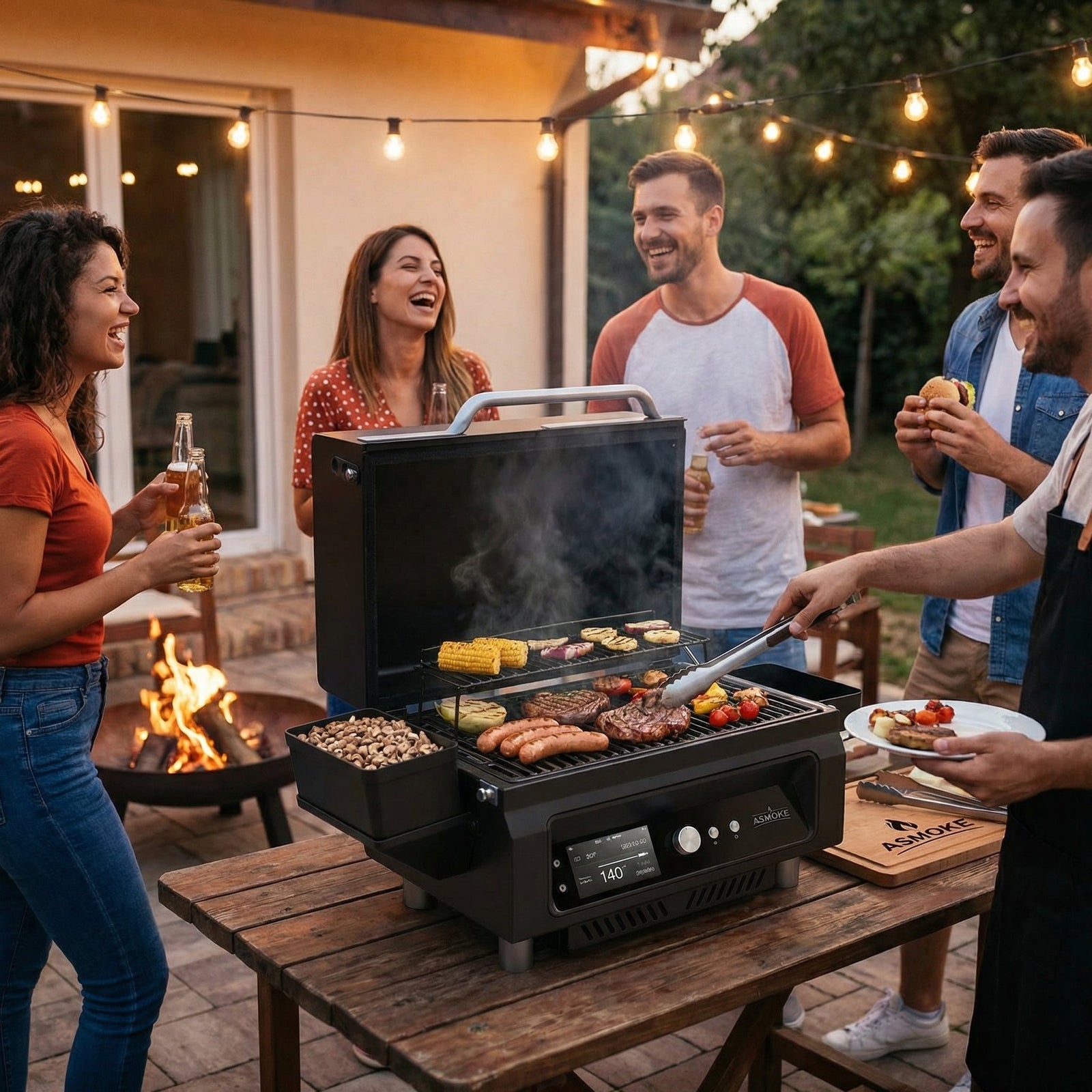 ASMOKE Essential Portable Wireless Pellet Smoker - Battery Powered 8-in-1 Mini BBQ Grill with Smart Temp Control & Meat Probe for Camping & RV