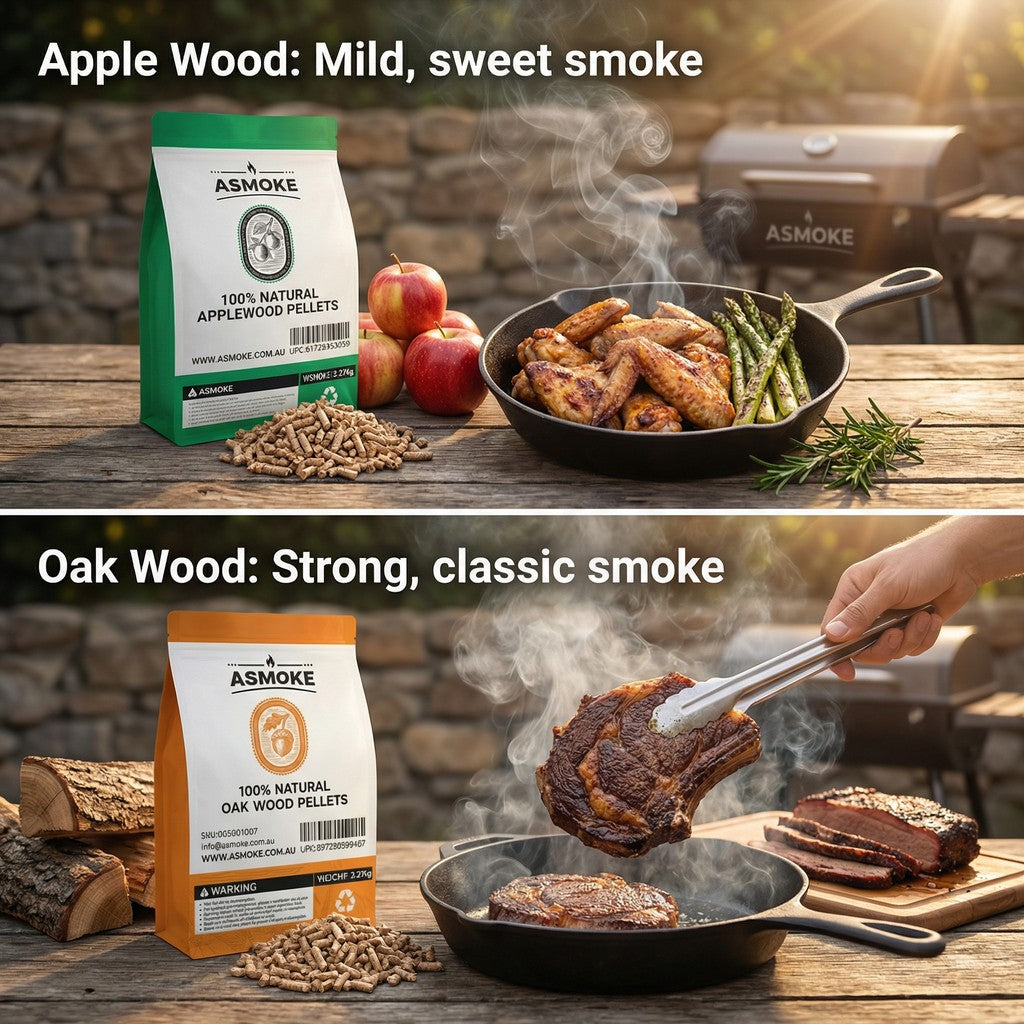 ASMOKE 4-Piece Premium Wood Pellet Variety Pack - Oak & Apple (2x Oak, 2x Apple)