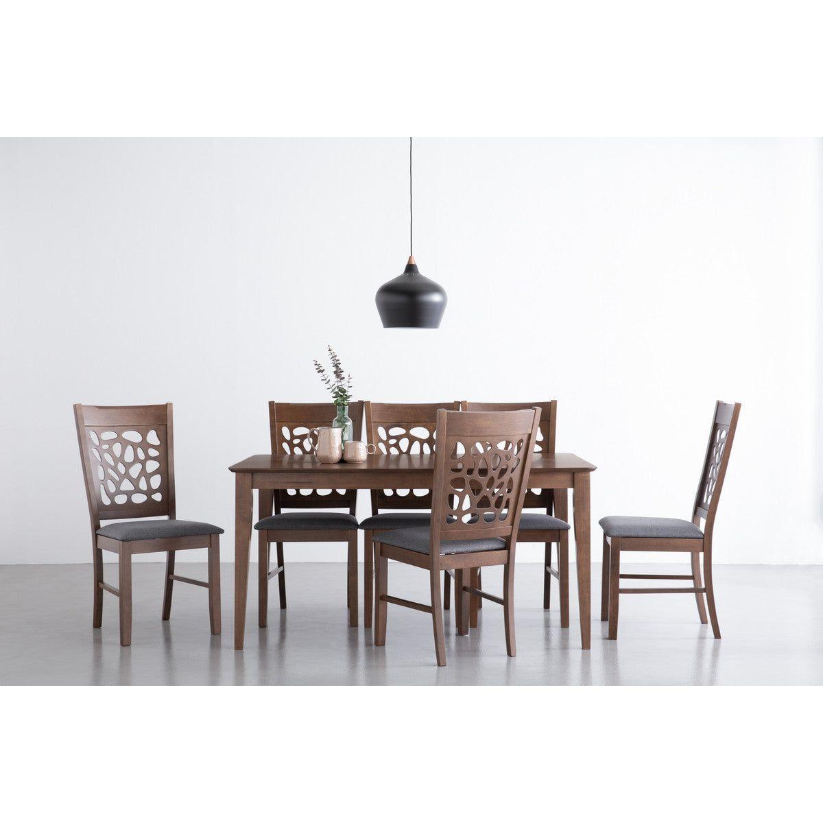 ALLEGRO Dining Table + 6x ASBEL Dining Chair - 7 Piece Dining Set - Cocoa