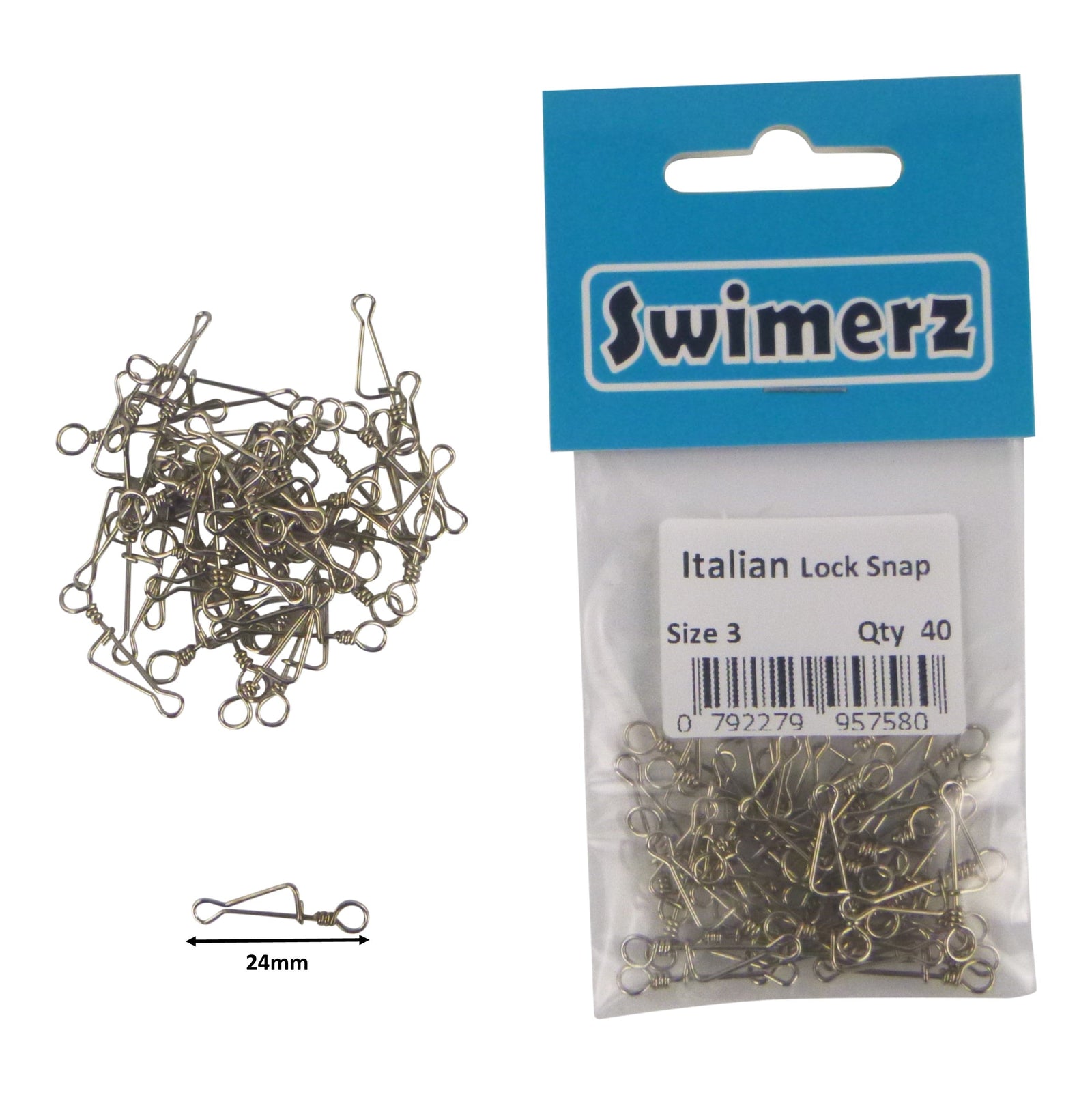 Swimerz Italian Snap, Closed Eye, size 3, 40 pack