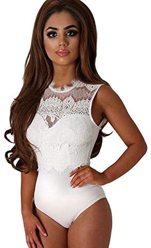 High Neck Cut Out Back Sexy Lace Teddy by My Secret Drawer ® - White