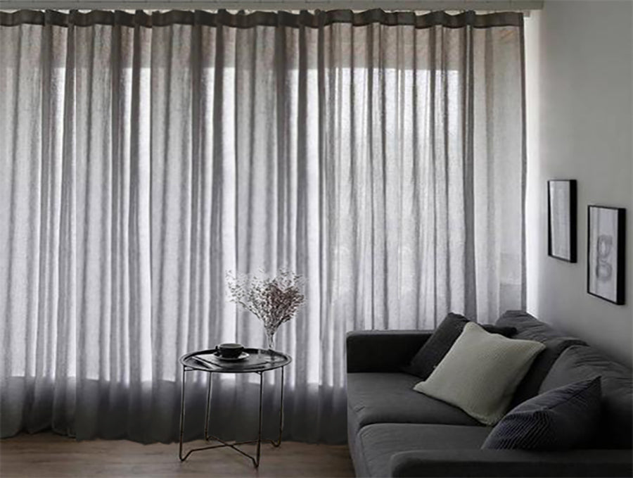 2 Long drop Sheer Voile Curtains 590cm wide 270cm Drop +Hooks Pinch Pleat Black