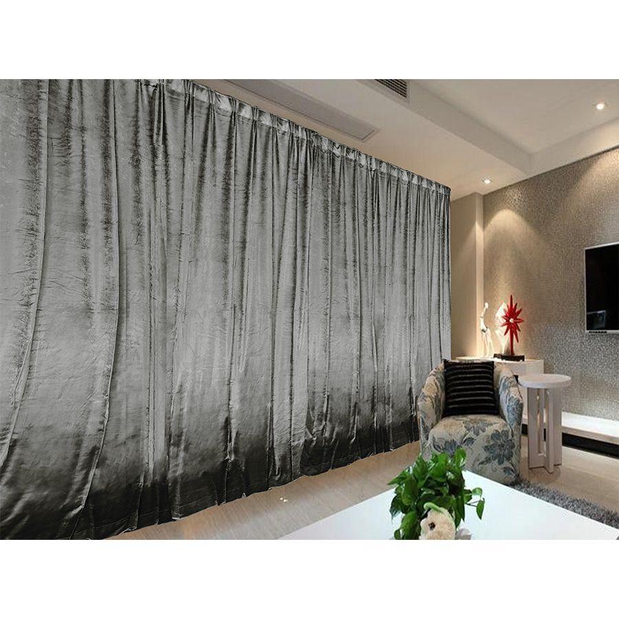 Large Thick Velvet Curtains Warp Knitted Velvet 540x270cm+Hooks Pinch Pleat Grey