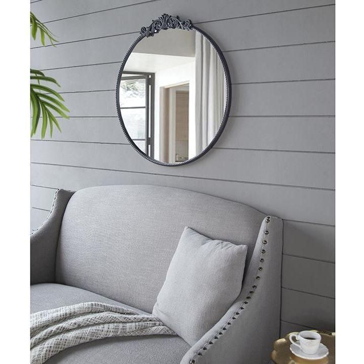 ROUND ORNATE METALLIC WALL MIRROR