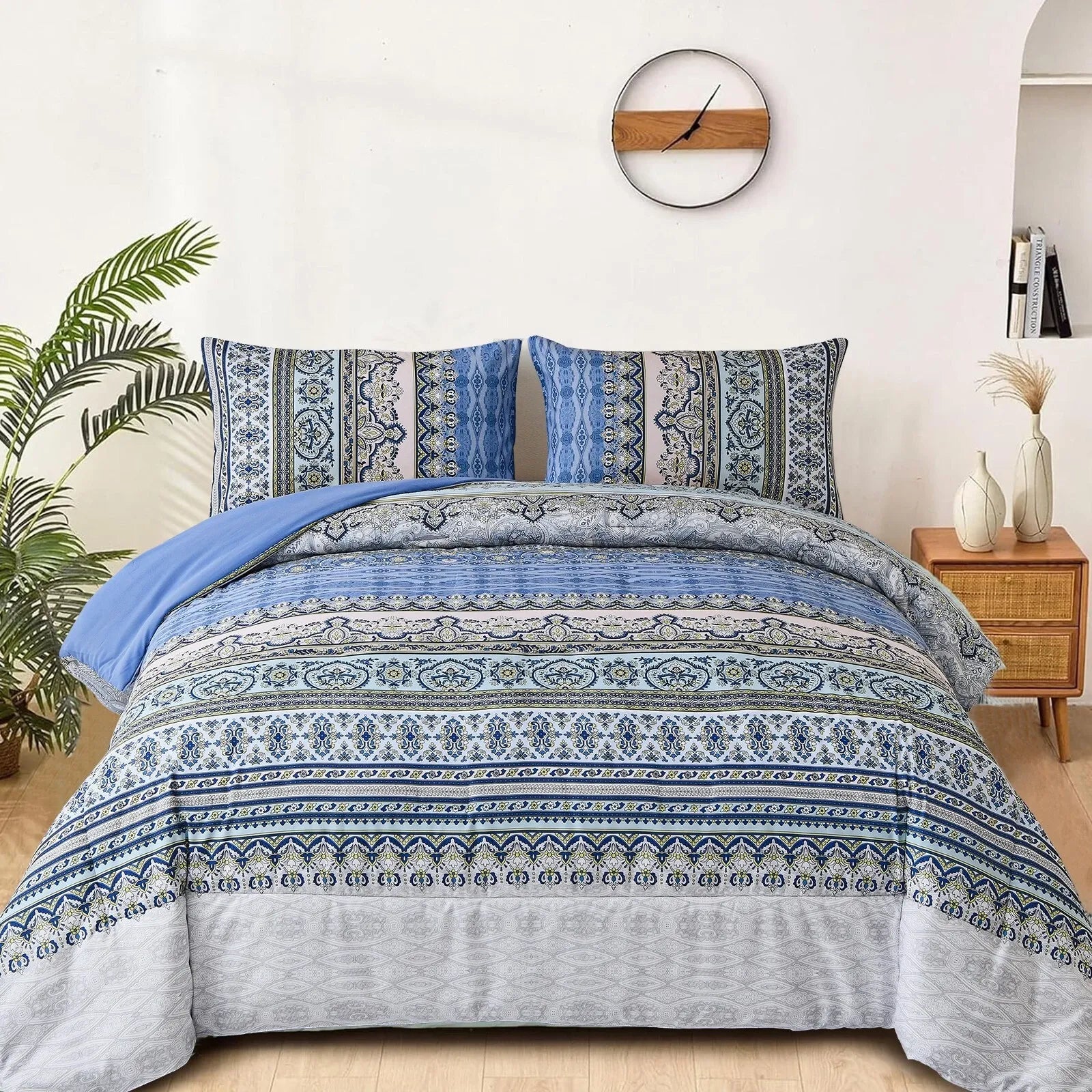 Blue Nordic Stripe Haven Comforter Quilted Doona Set