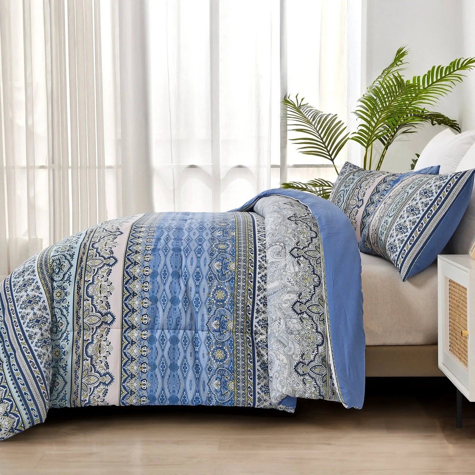 Blue Nordic Stripe Haven Comforter Quilted Doona Set