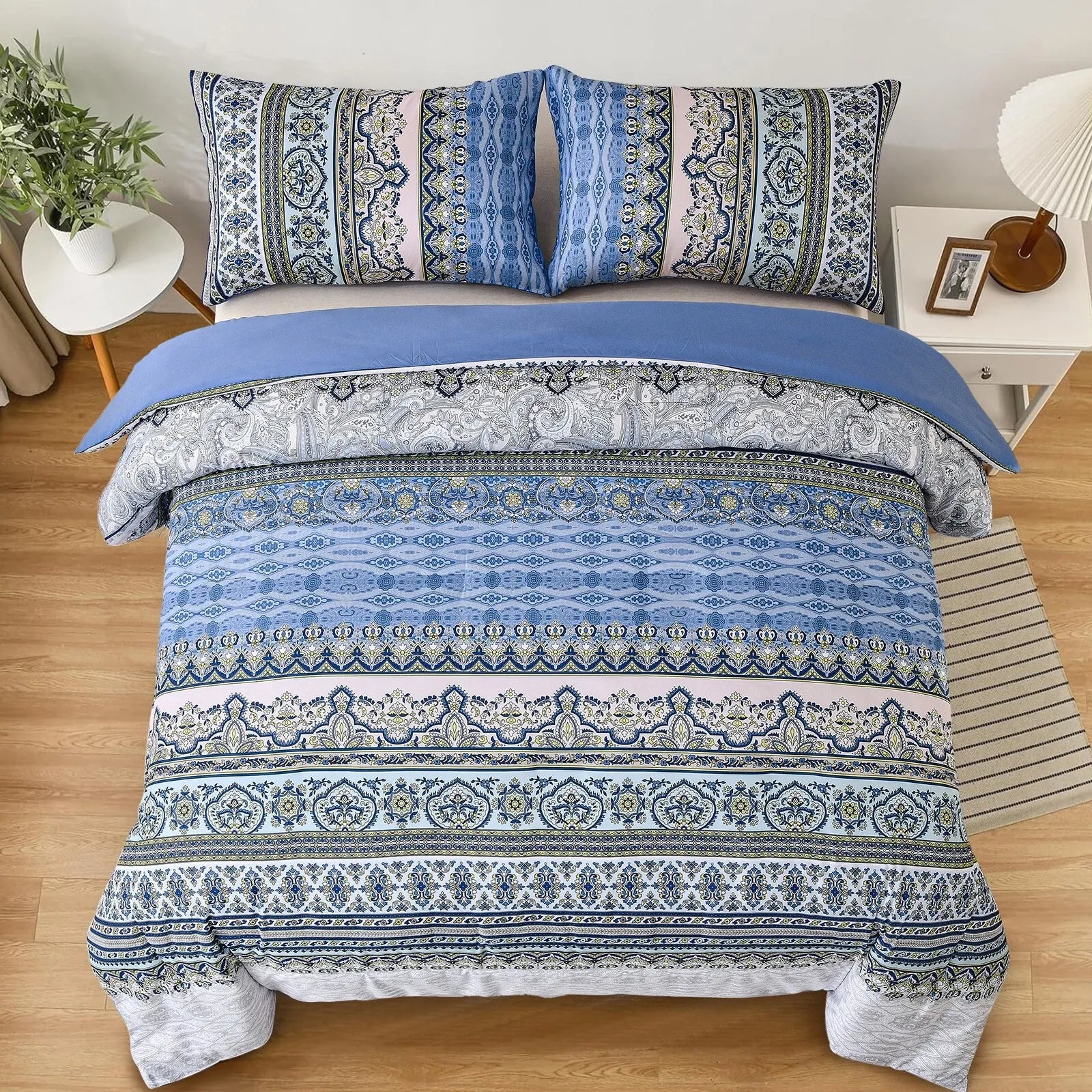 Blue Nordic Stripe Haven Comforter Quilted Doona Set