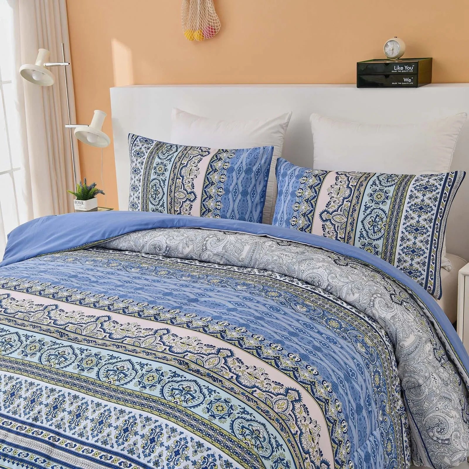 Blue Nordic Stripe Haven Comforter Quilted Doona Set