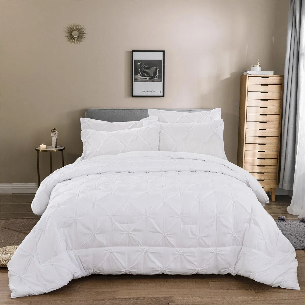 White Pintuck Cloud Comforter Quilted Doona Set