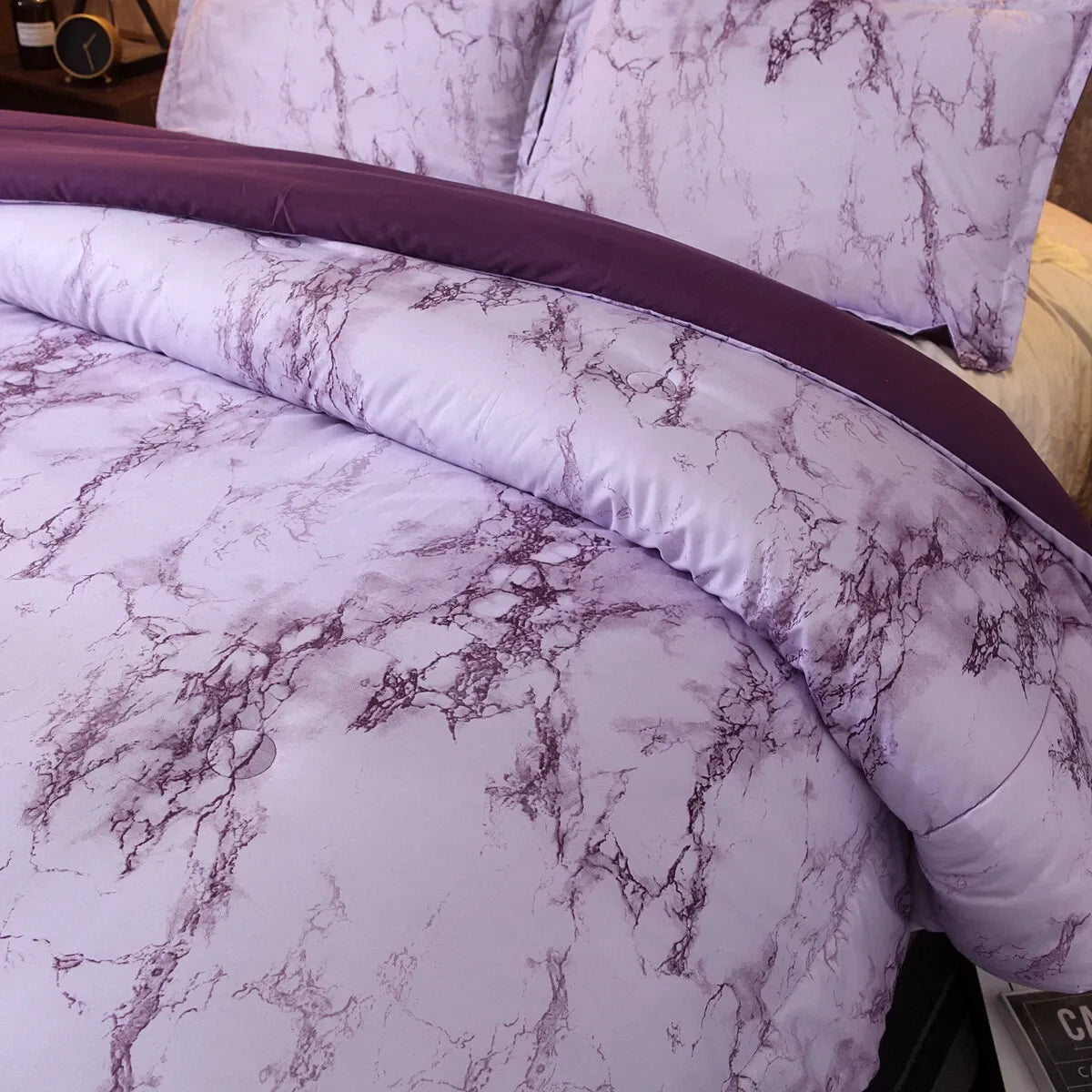 Purple Marble Whisper Comforter Quilted Doona Set