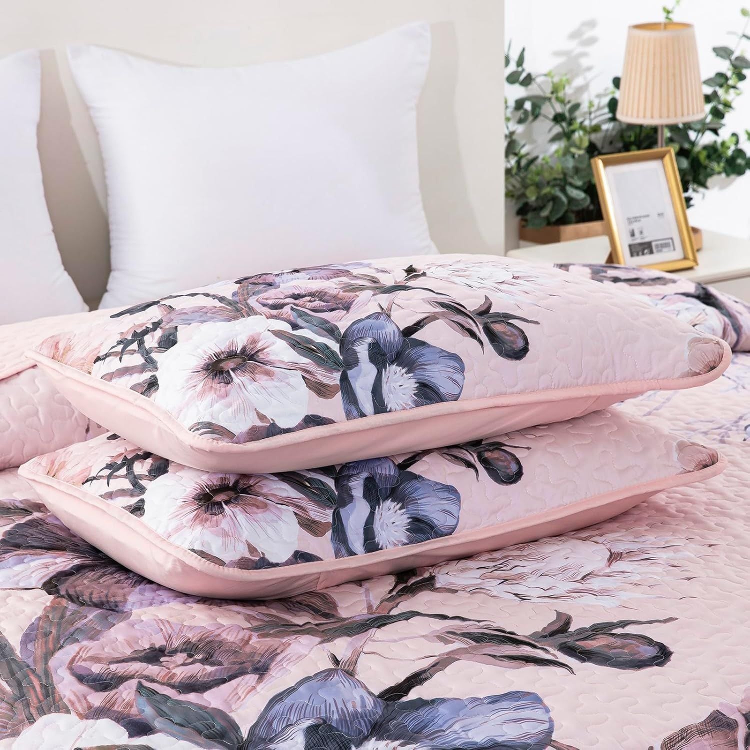 Pink Floral Dream Bedspread Coverlet 3 Piece Set