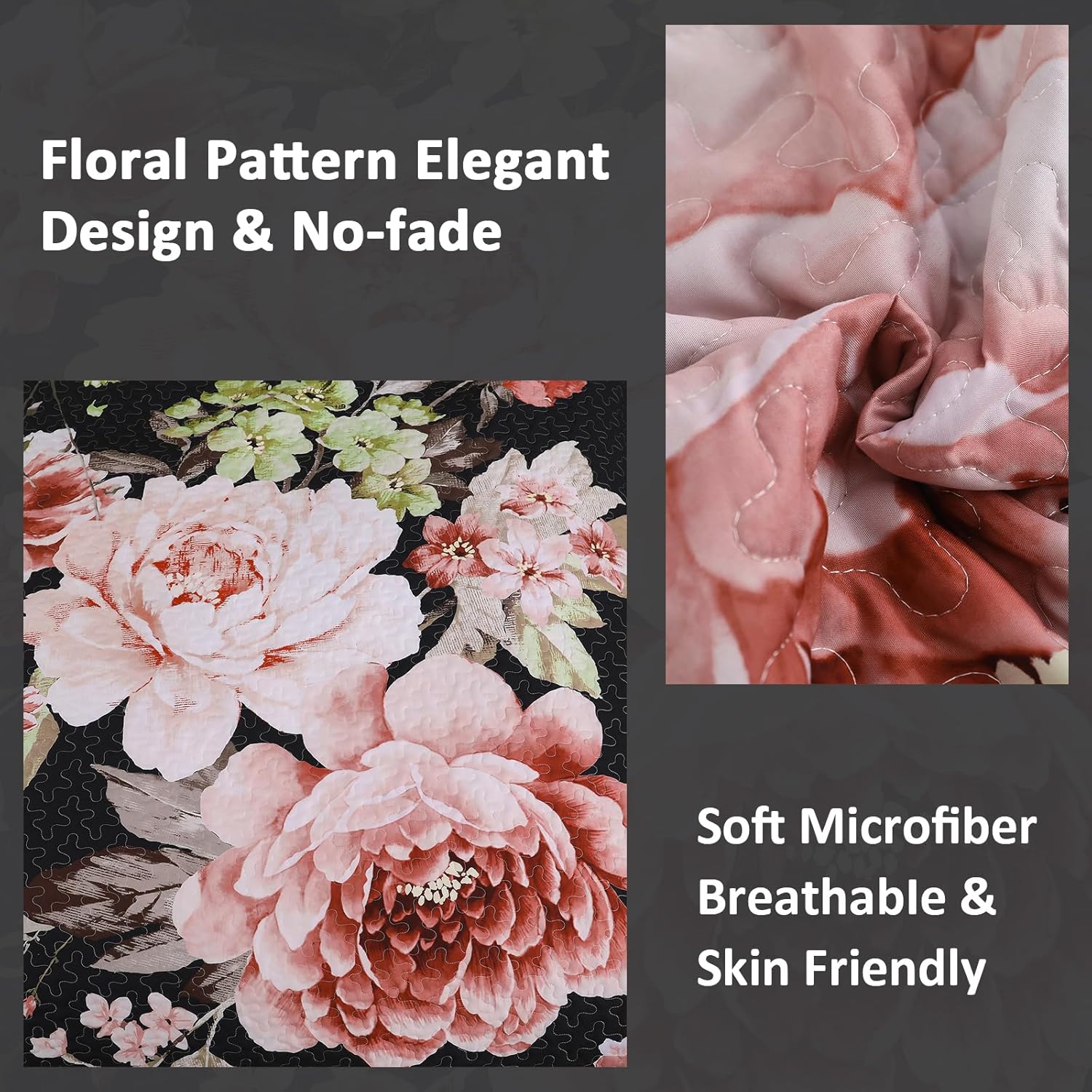 Botanical Evergreen Floral Cozy 3 Pc Bedspread & Pillow Cover Set