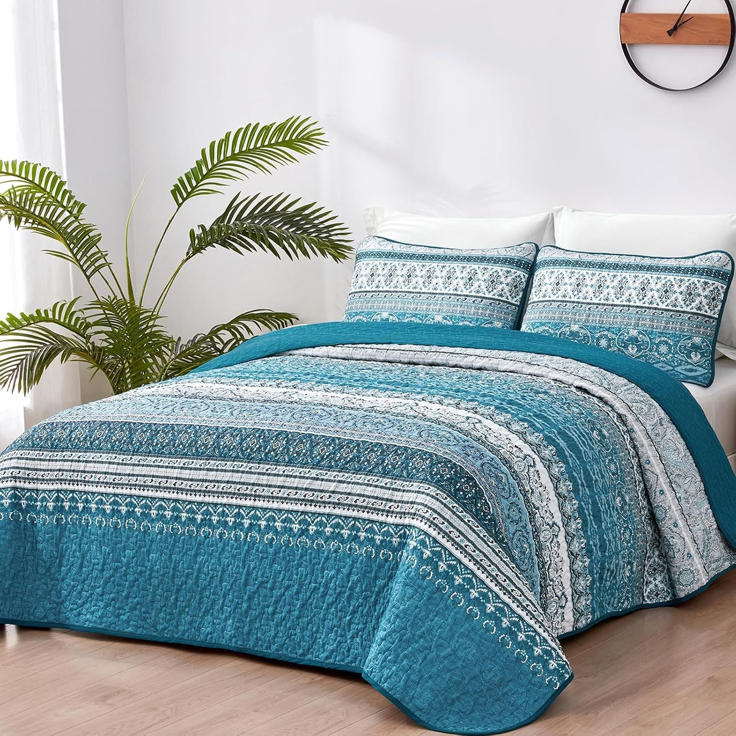 Blue Boho Royale Bedspread Coverlet 3 Piece Set