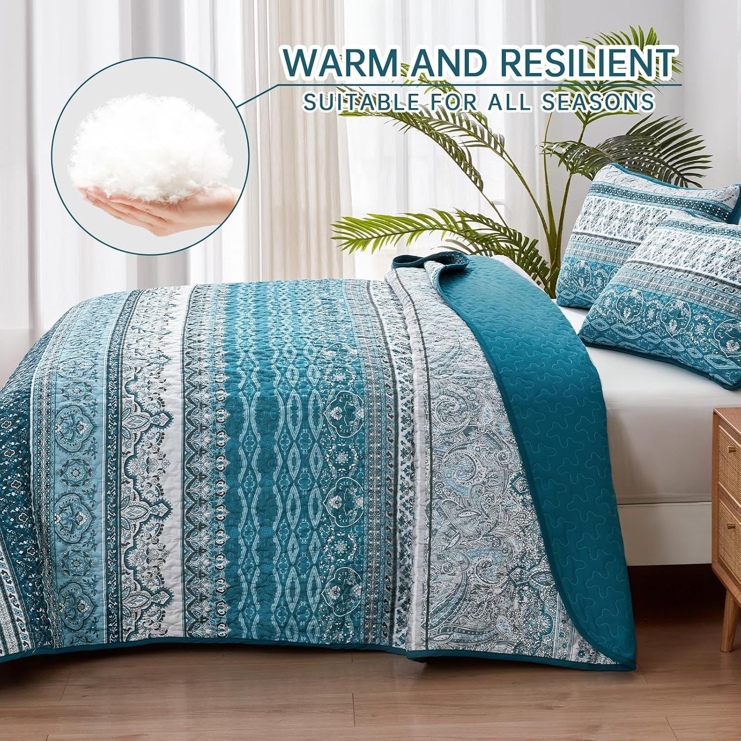 Blue Boho Royale Bedspread Coverlet 3 Piece Set