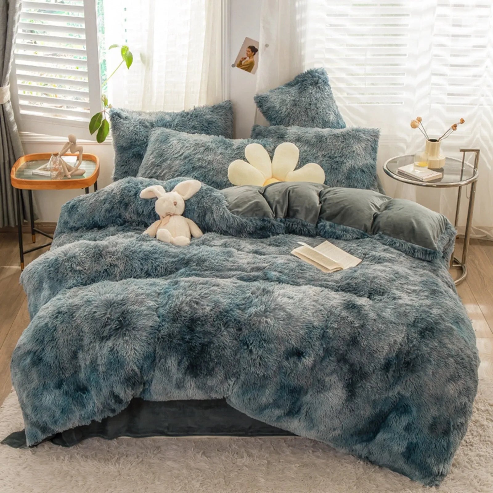 Grey Lucerne Botanical Quilt / Doona / Duvet Cover set