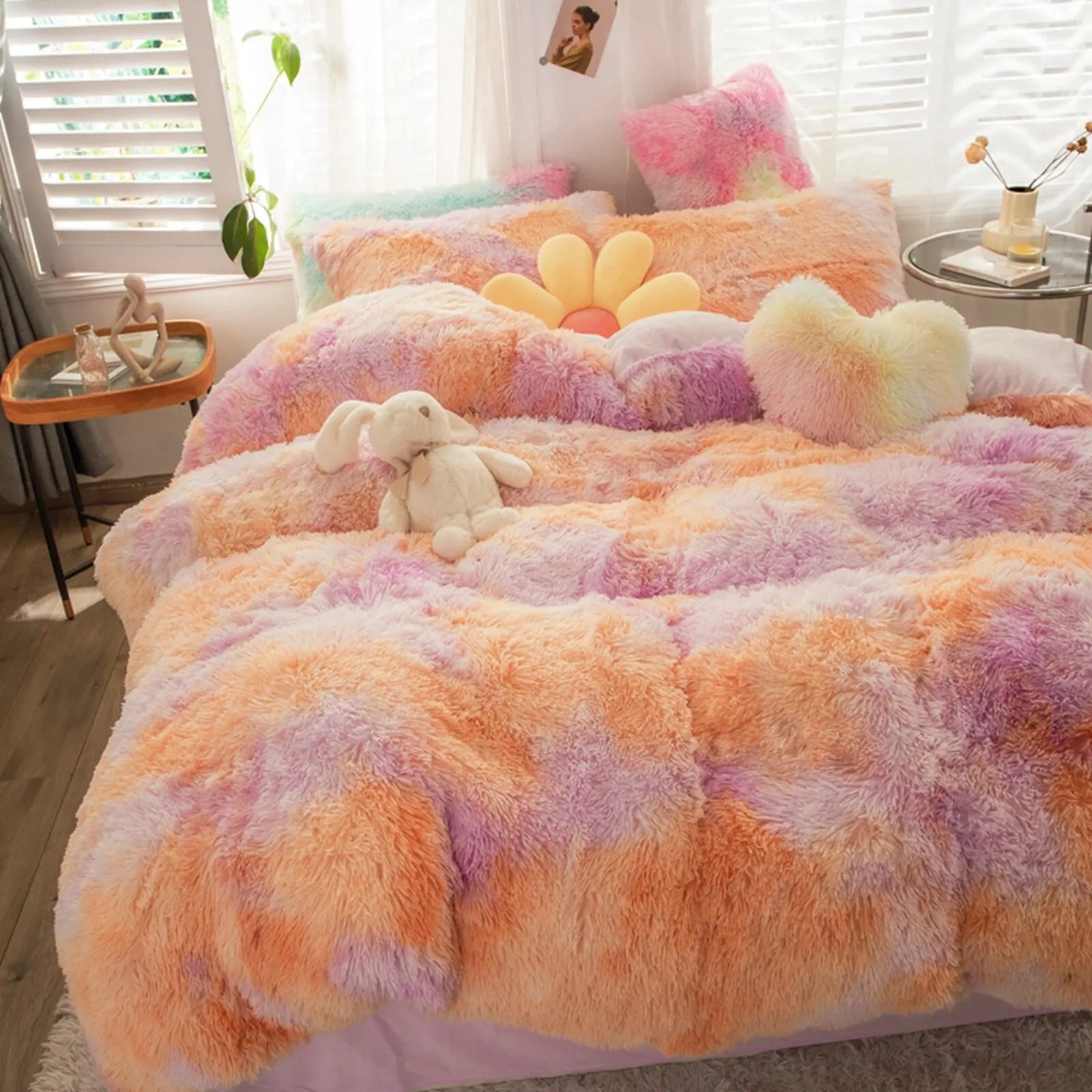 Peach Lilac Cloud Plush Quilt / Doona / Duvet Cover set