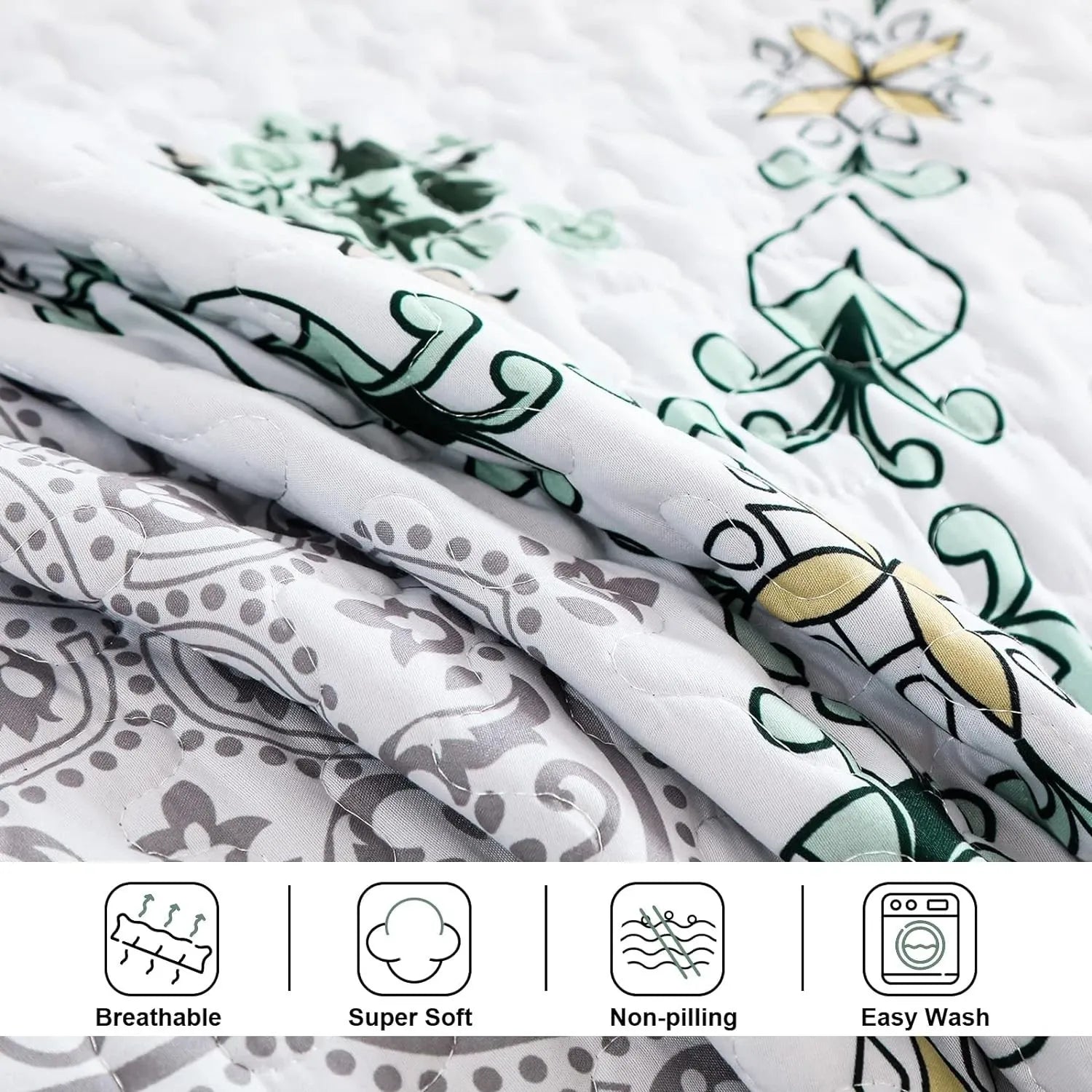 Sage Fiore Medallion Bloom Quilt / Doona / Duvet Cover set