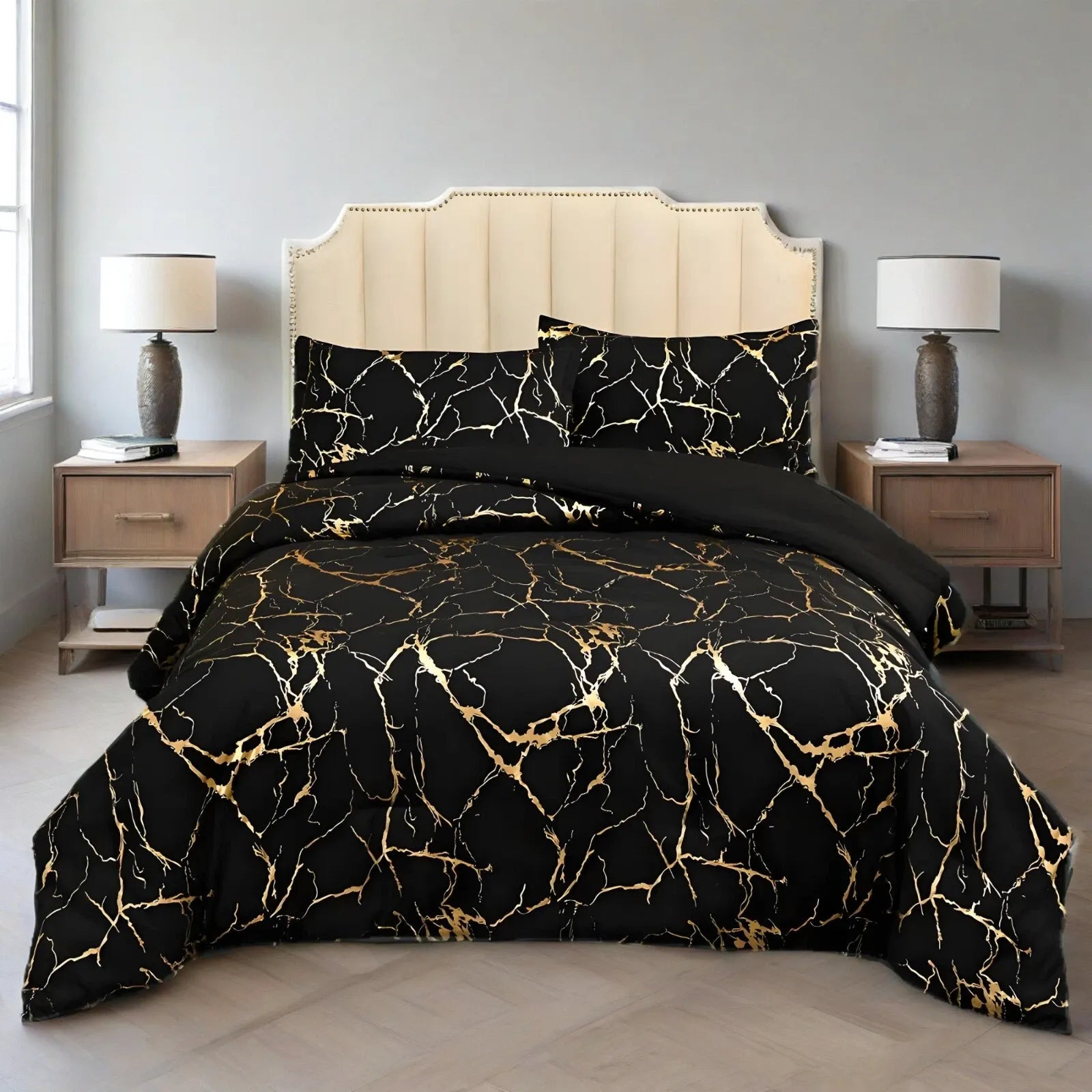 Black Gold Palermo Willow Quilt / Doona / Duvet Cover set