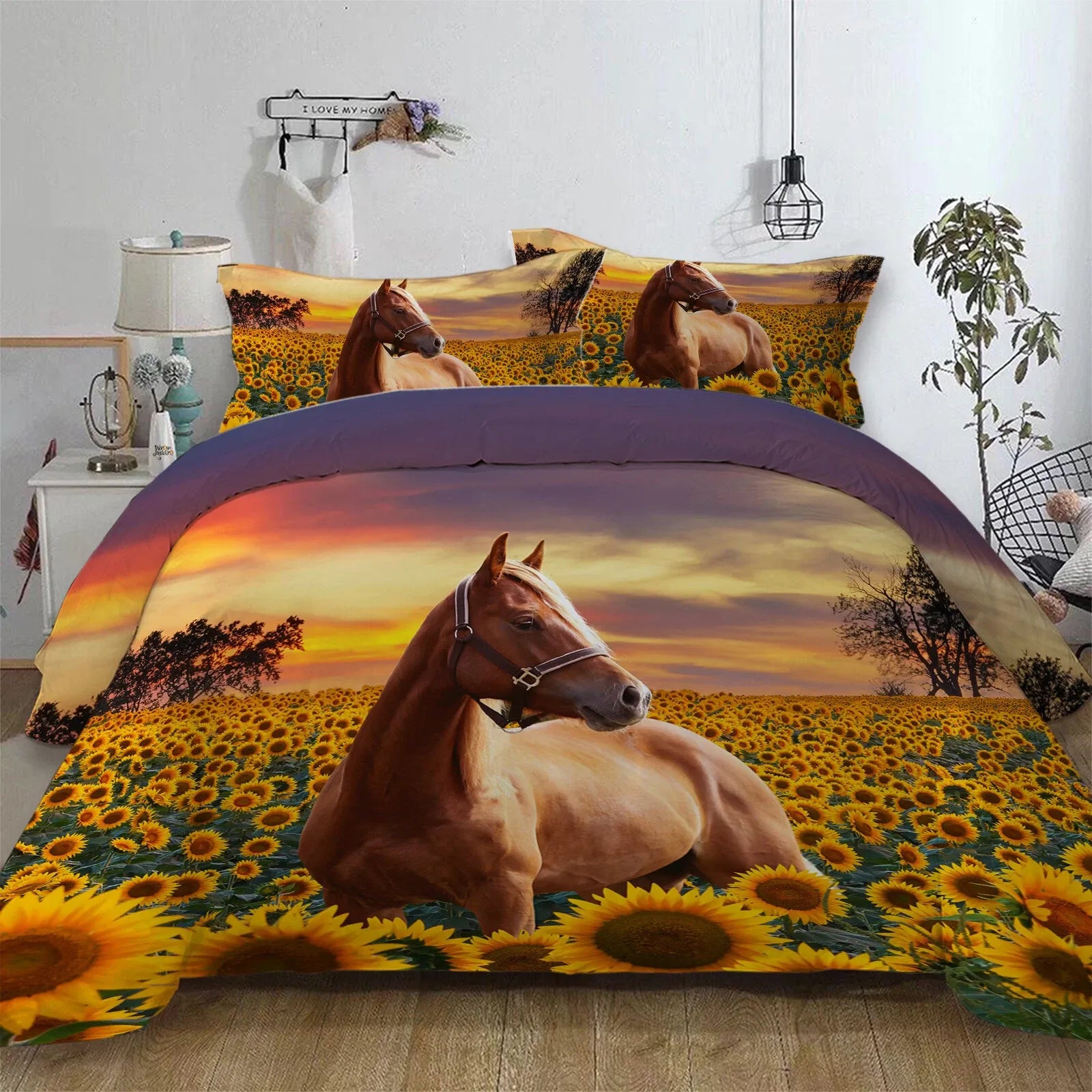 Horse Sunflowers Verona Elegance Quilt / Doona / Duvet Cover set