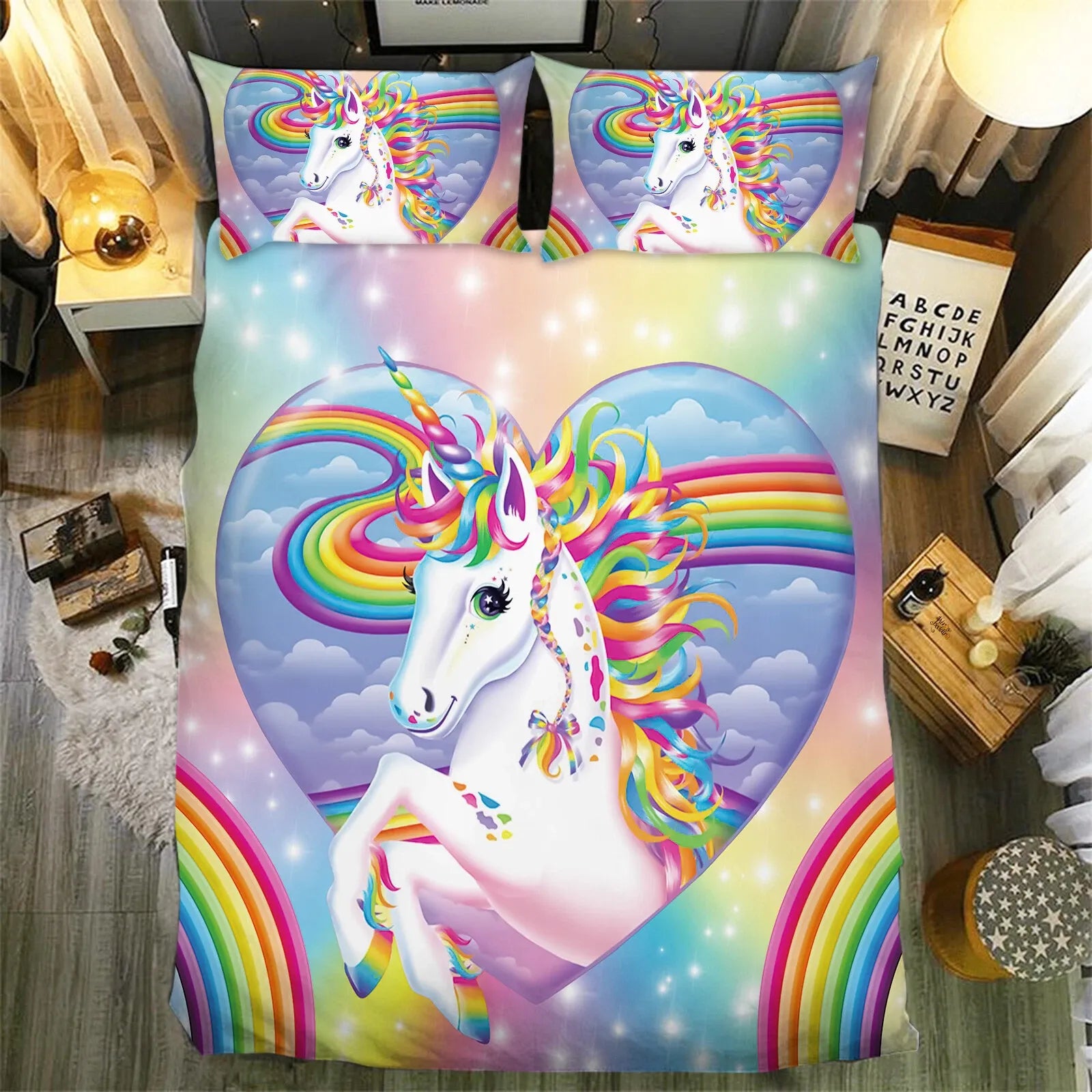 Unicorn Rainbow Sorrento Charm Quilt / Doona / Duvet Cover set