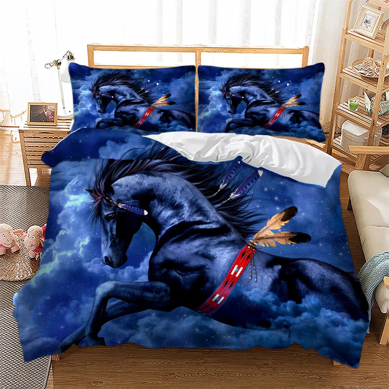 Blue Horse Vienna Gallery Quilt / Doona / Duvet Cover set