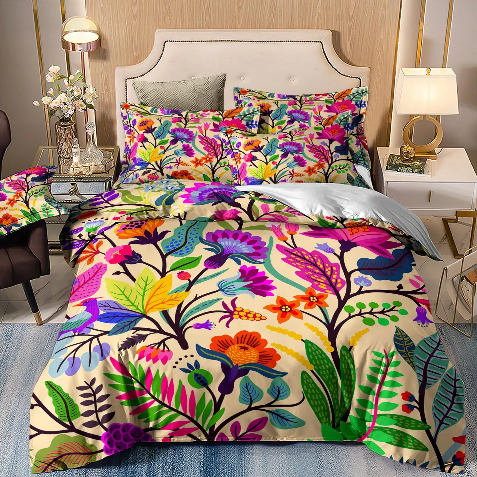 Vibrant Botanical Garden Quilt / Doona / Duvet Cover set