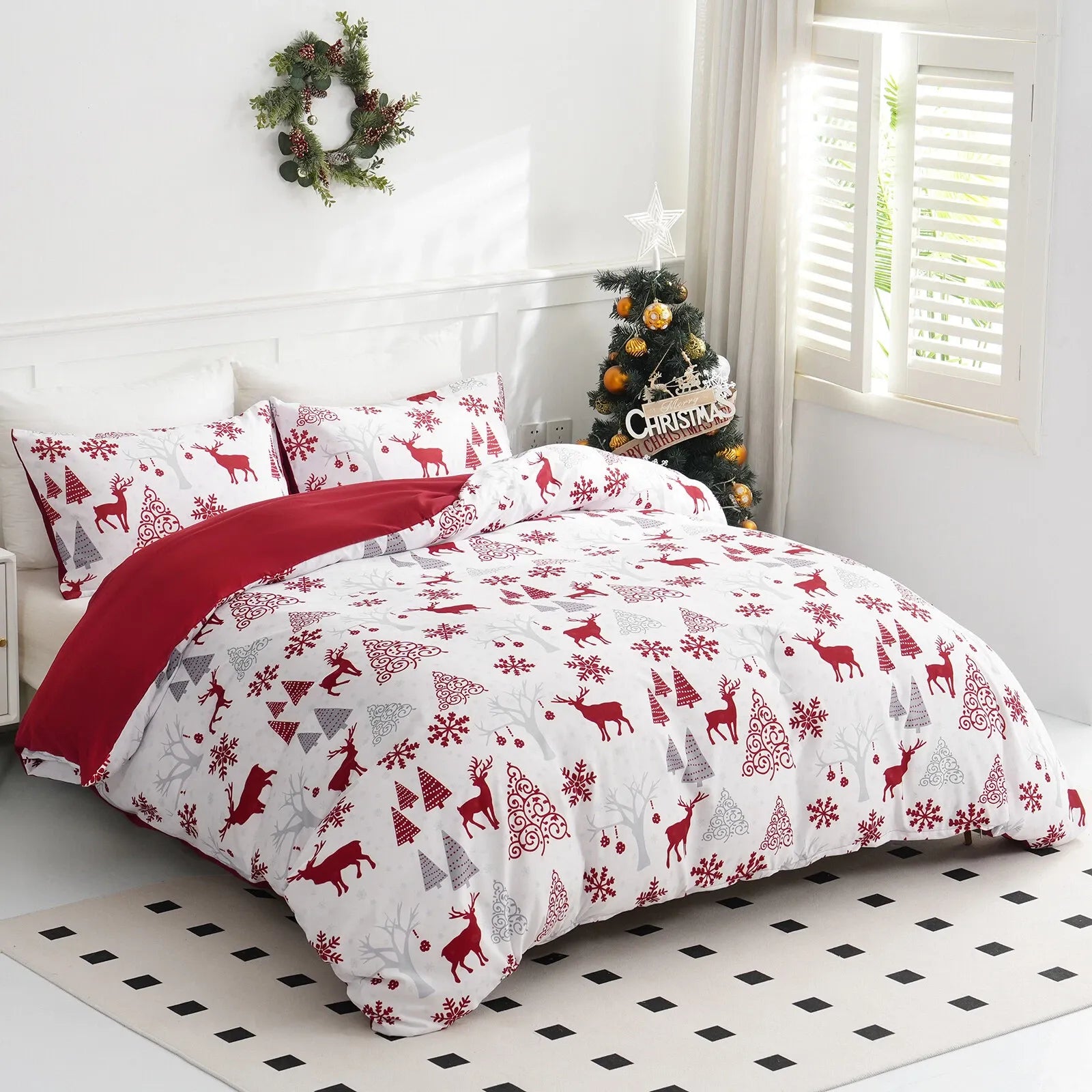 Christmas Santa Como Dahlia Quilt / Doona / Duvet Cover set