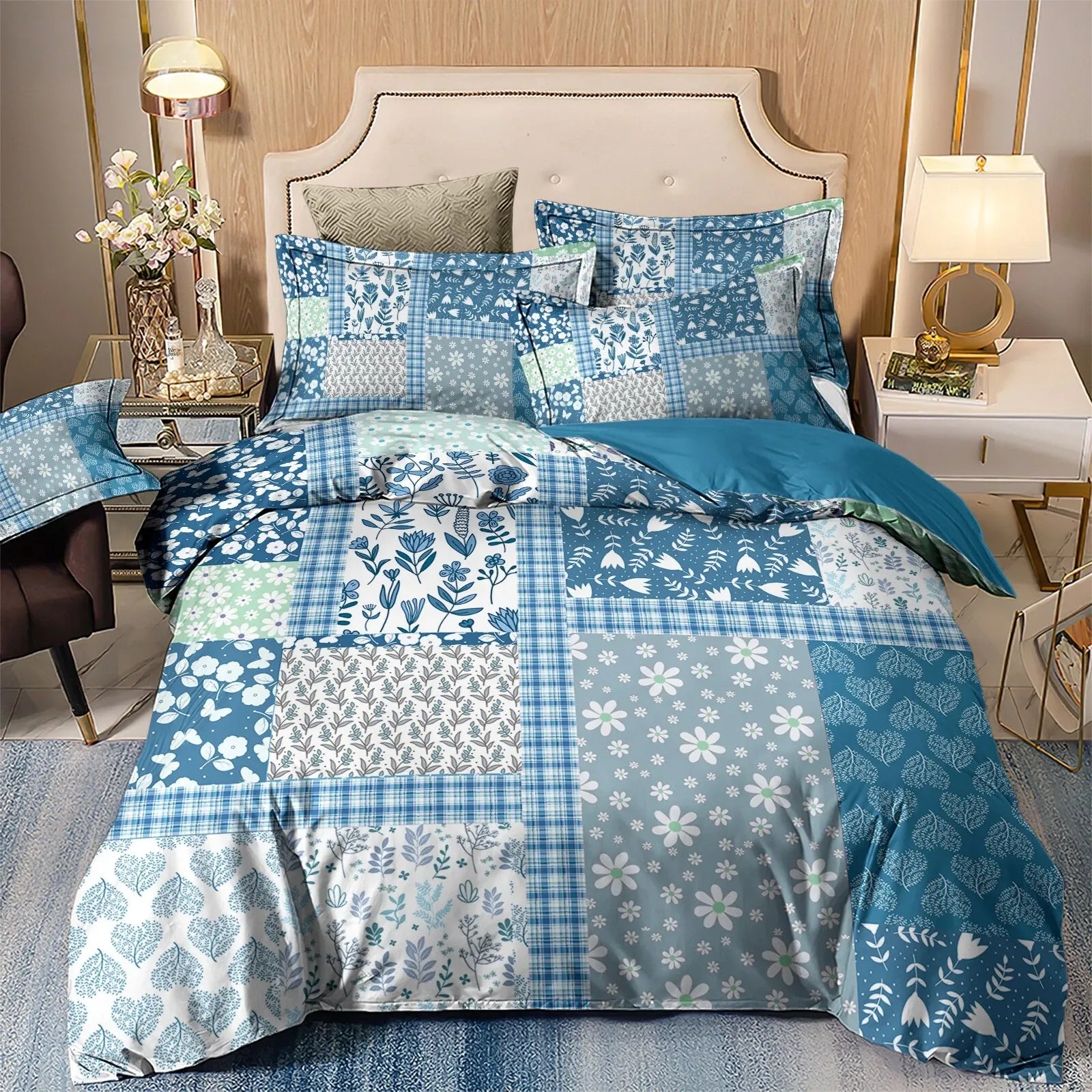Green Flower Vienna Willow Quilt / Doona / Duvet Cover set