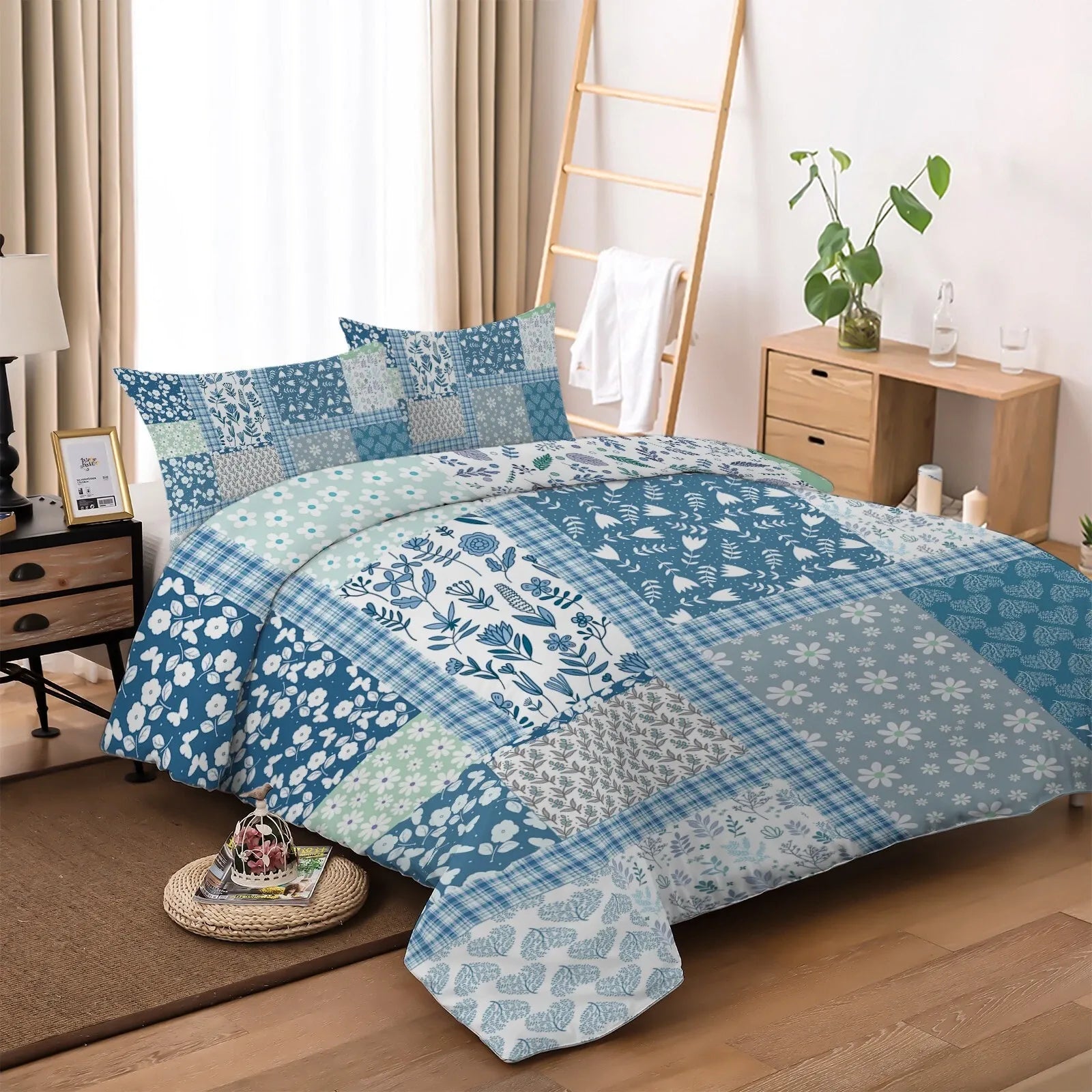 Green Flower Vienna Willow Quilt / Doona / Duvet Cover set