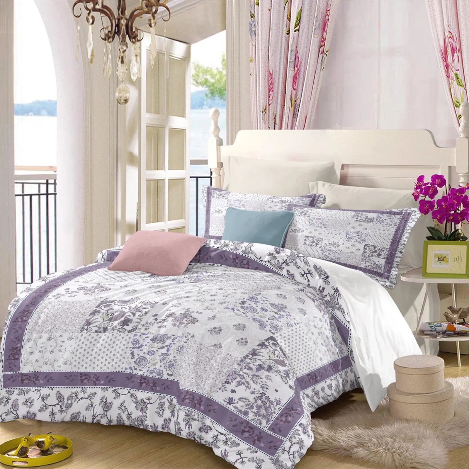 Patchwork Flower Maribel Willow Quilt / Doona / Duvet Cover set