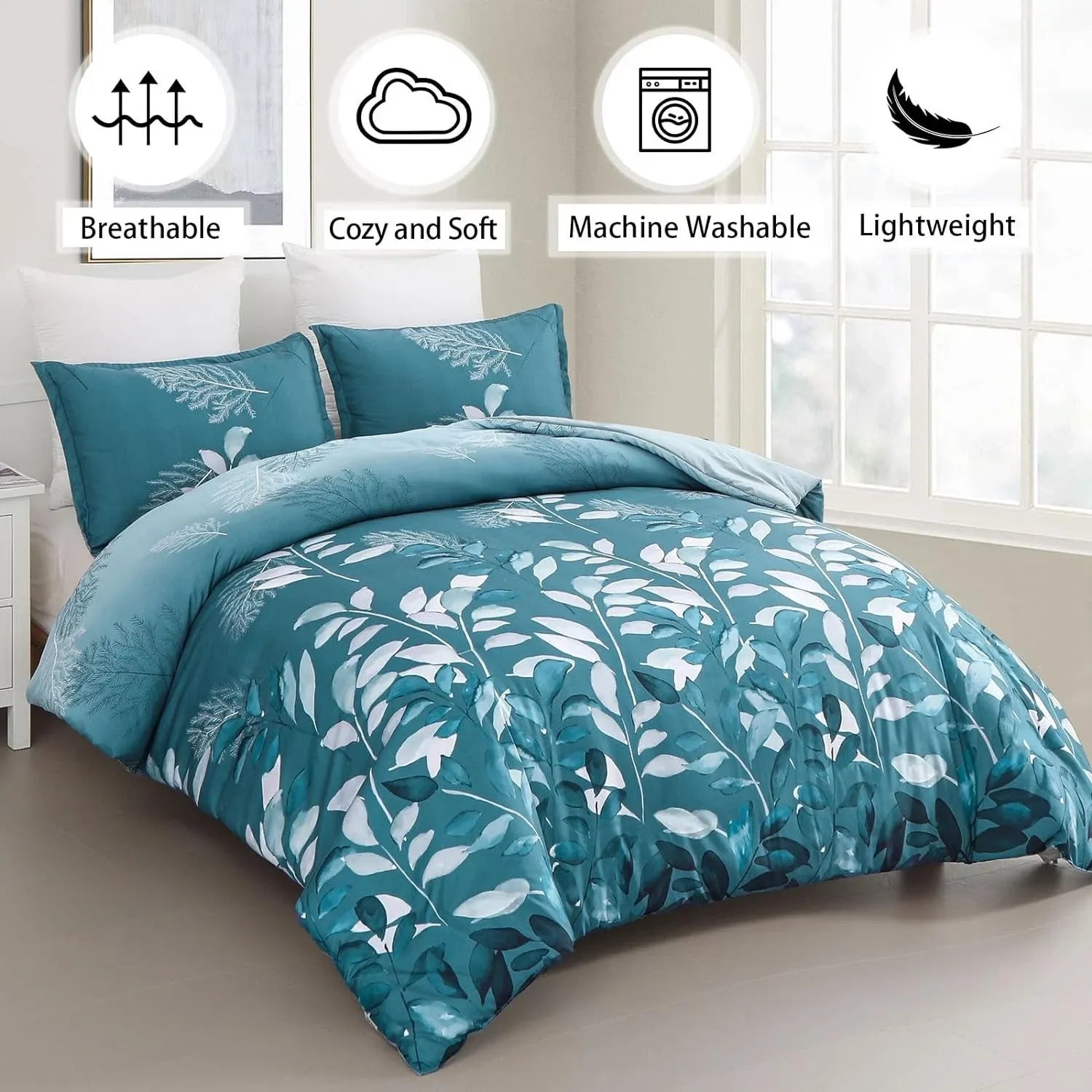 Teal Foglia Willow Haven Quilt / Doona / Duvet Cover set