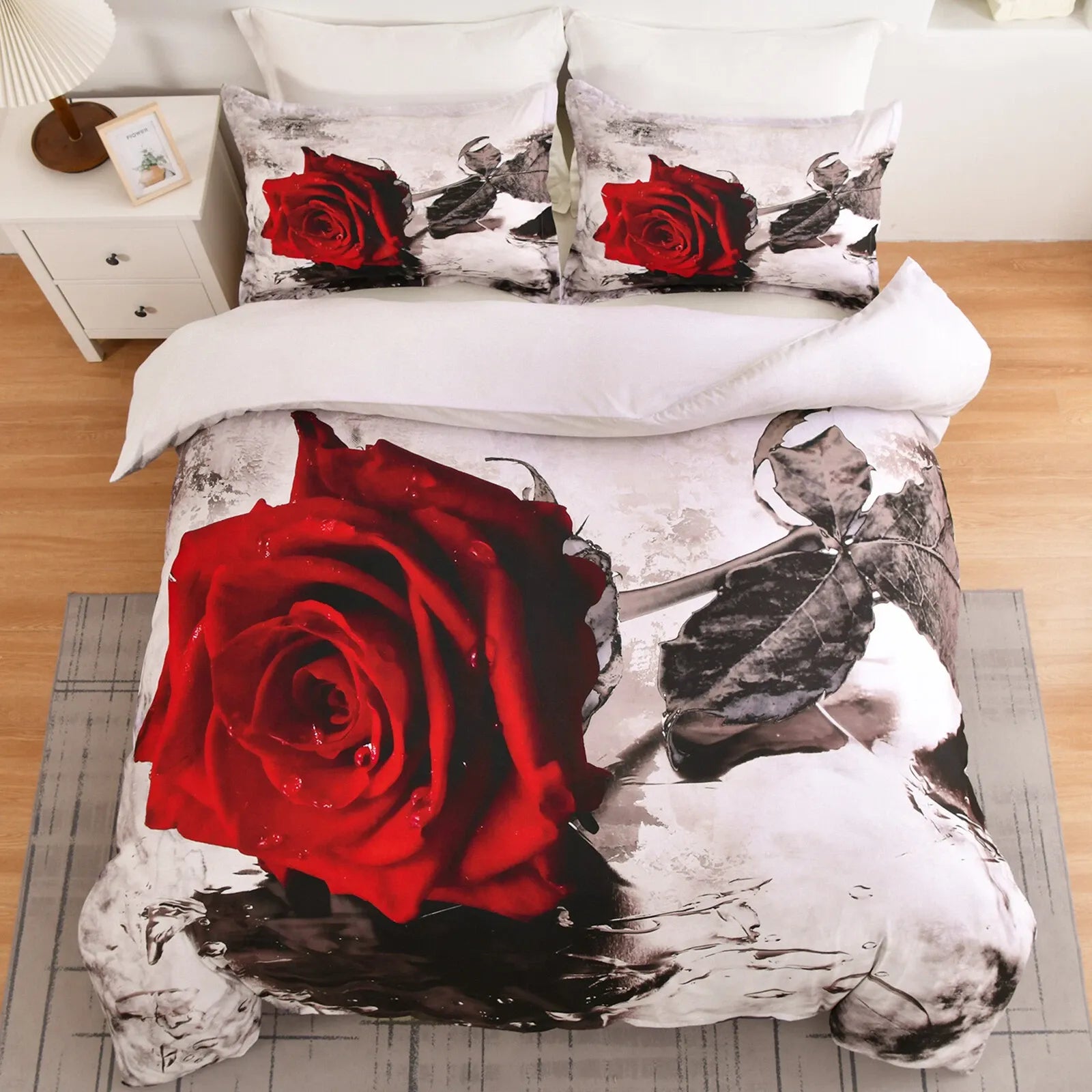 Gray Flower Marseille Heritage Quilt / Doona / Duvet Cover set