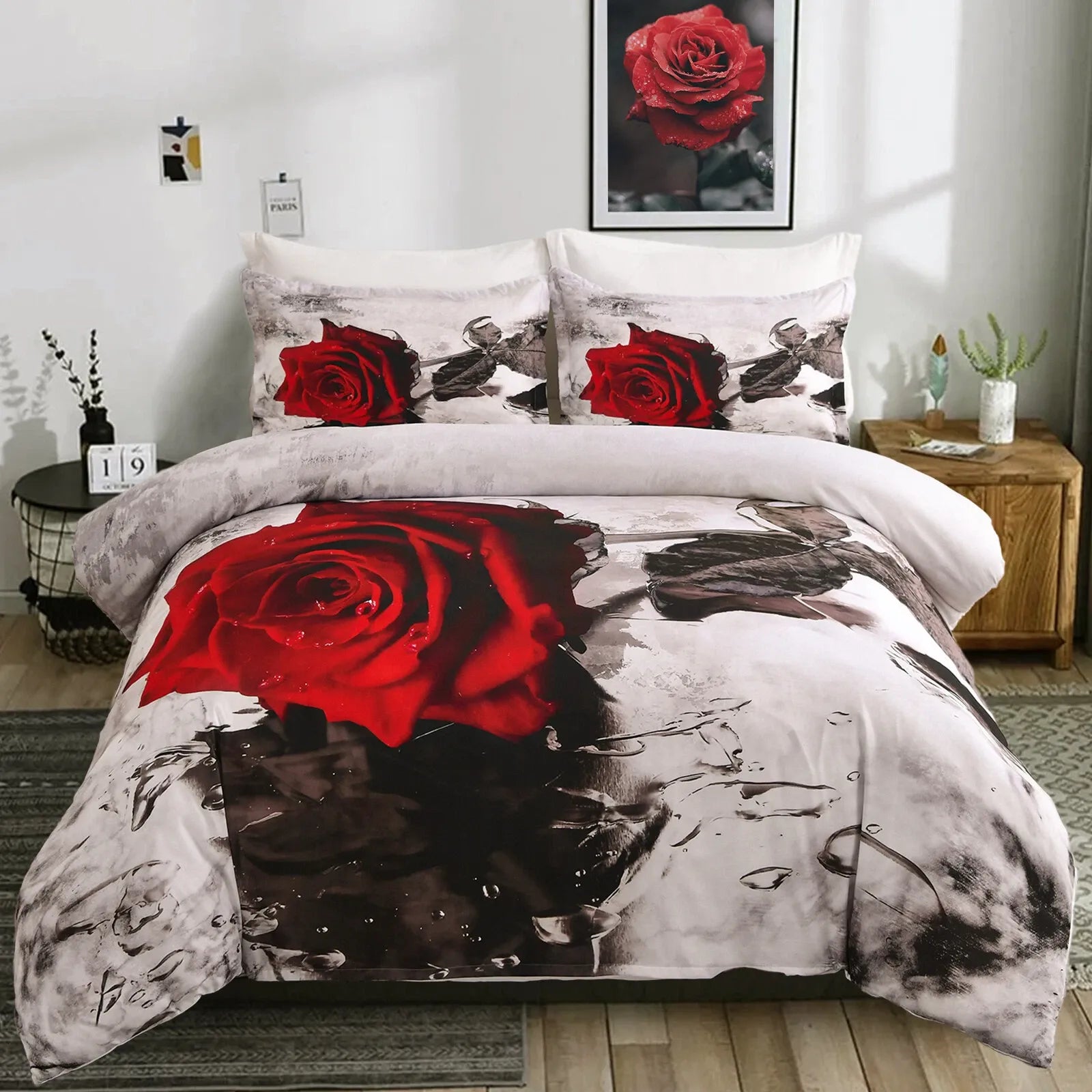 Gray Flower Marseille Heritage Quilt / Doona / Duvet Cover set