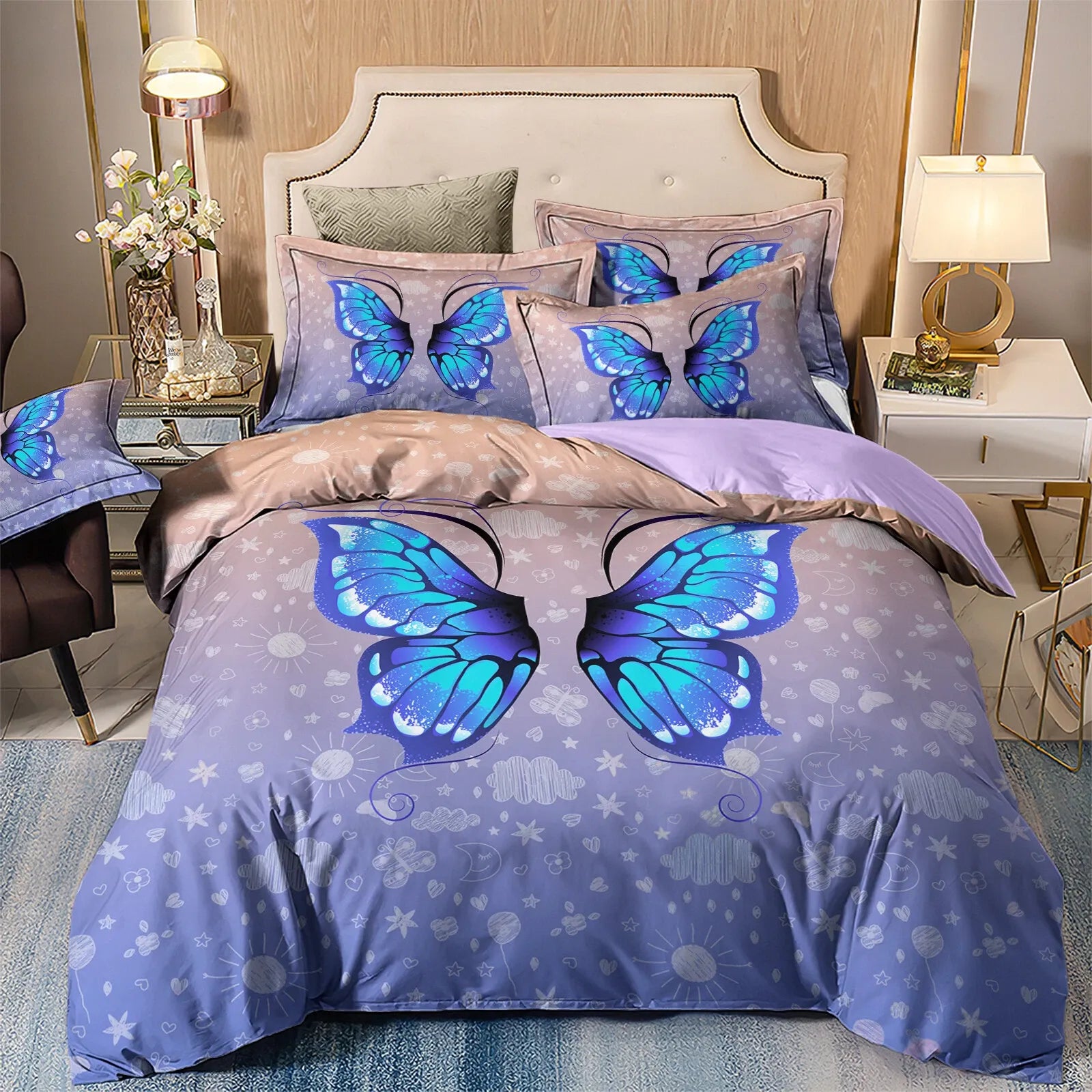 Butterfly Venetian Willow Quilt / Doona / Duvet Cover set