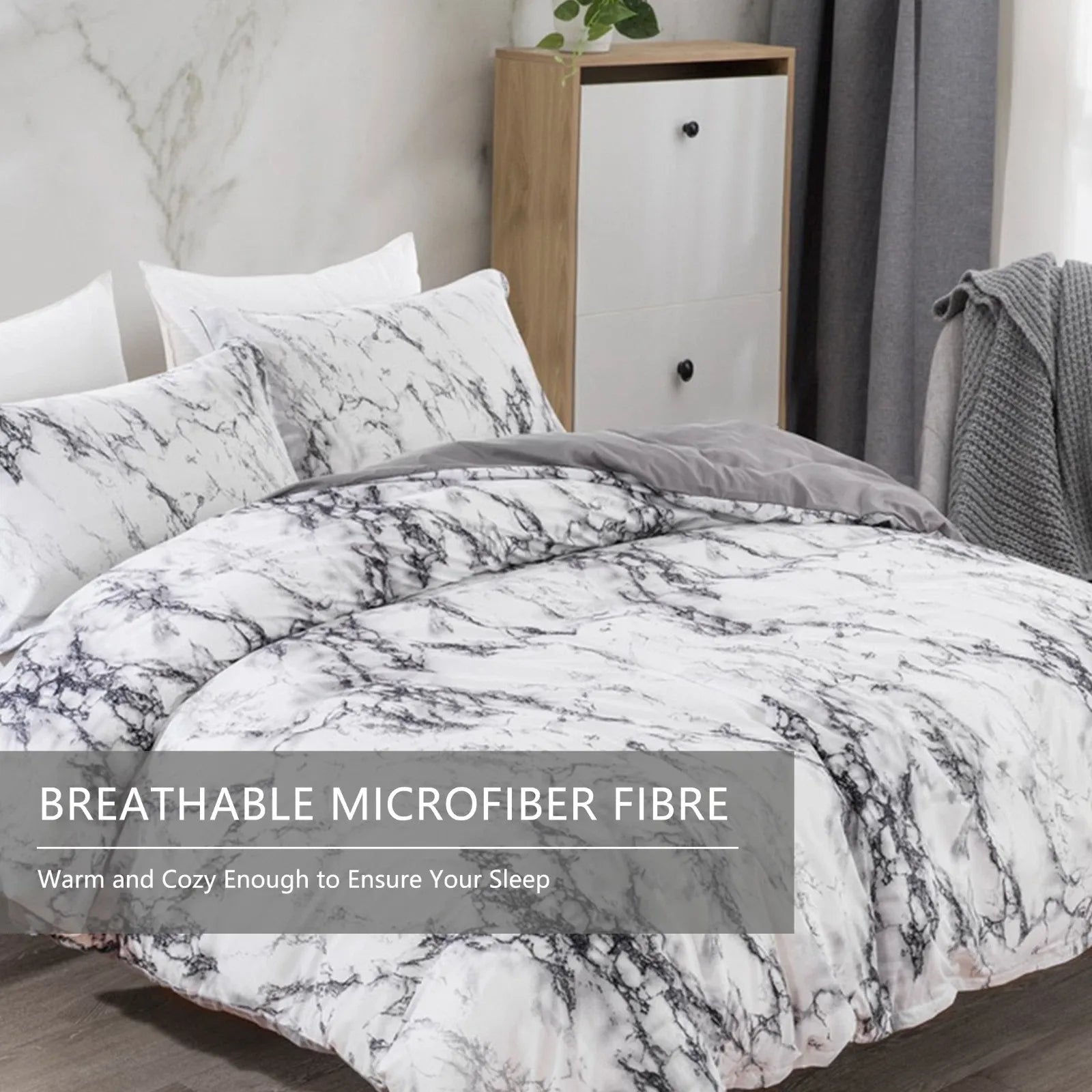 Gray Marbled Como Serenity Quilt / Doona / Duvet Cover set