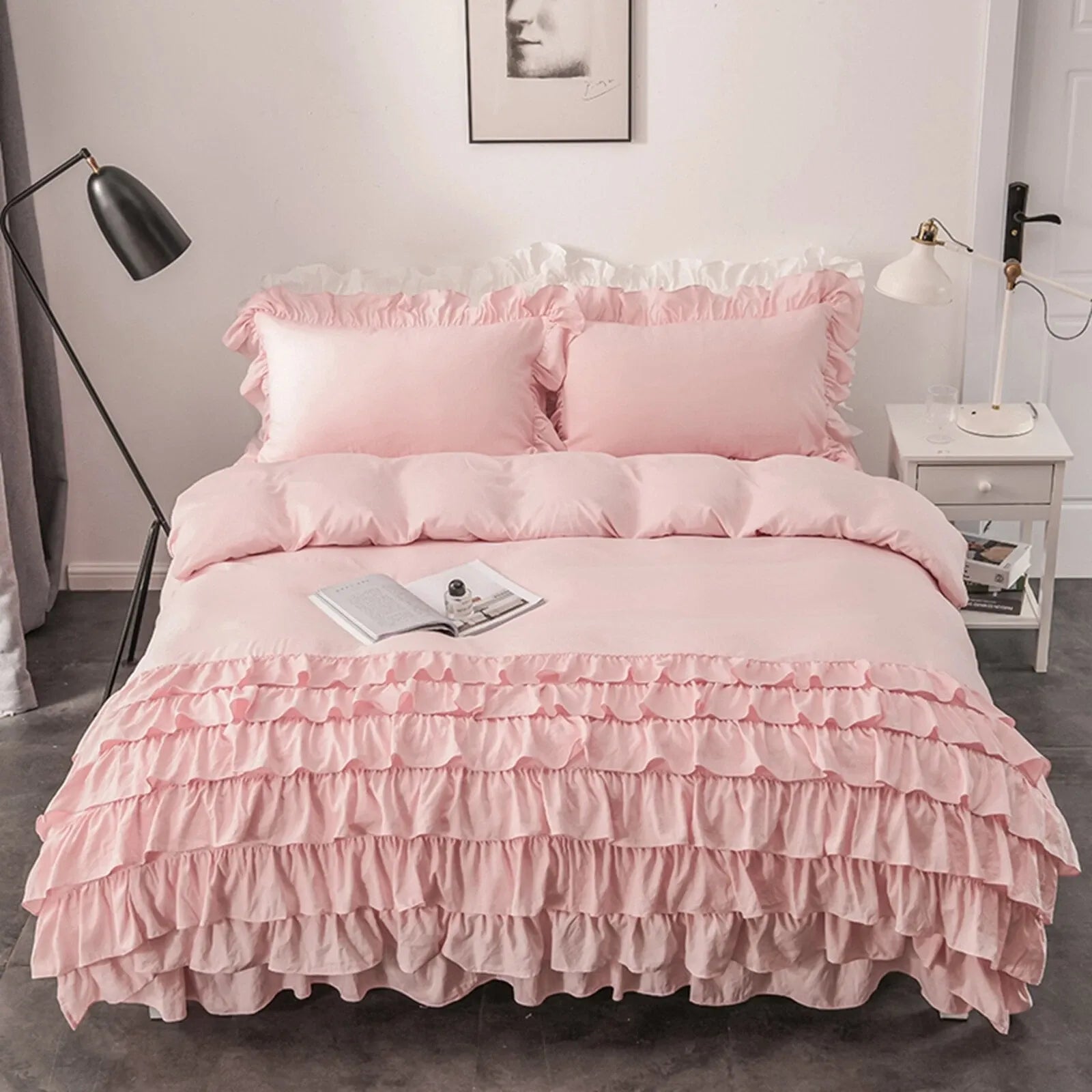 Multi Ruffled Bellagio Willow Quilt / Doona / Duvet Cover set