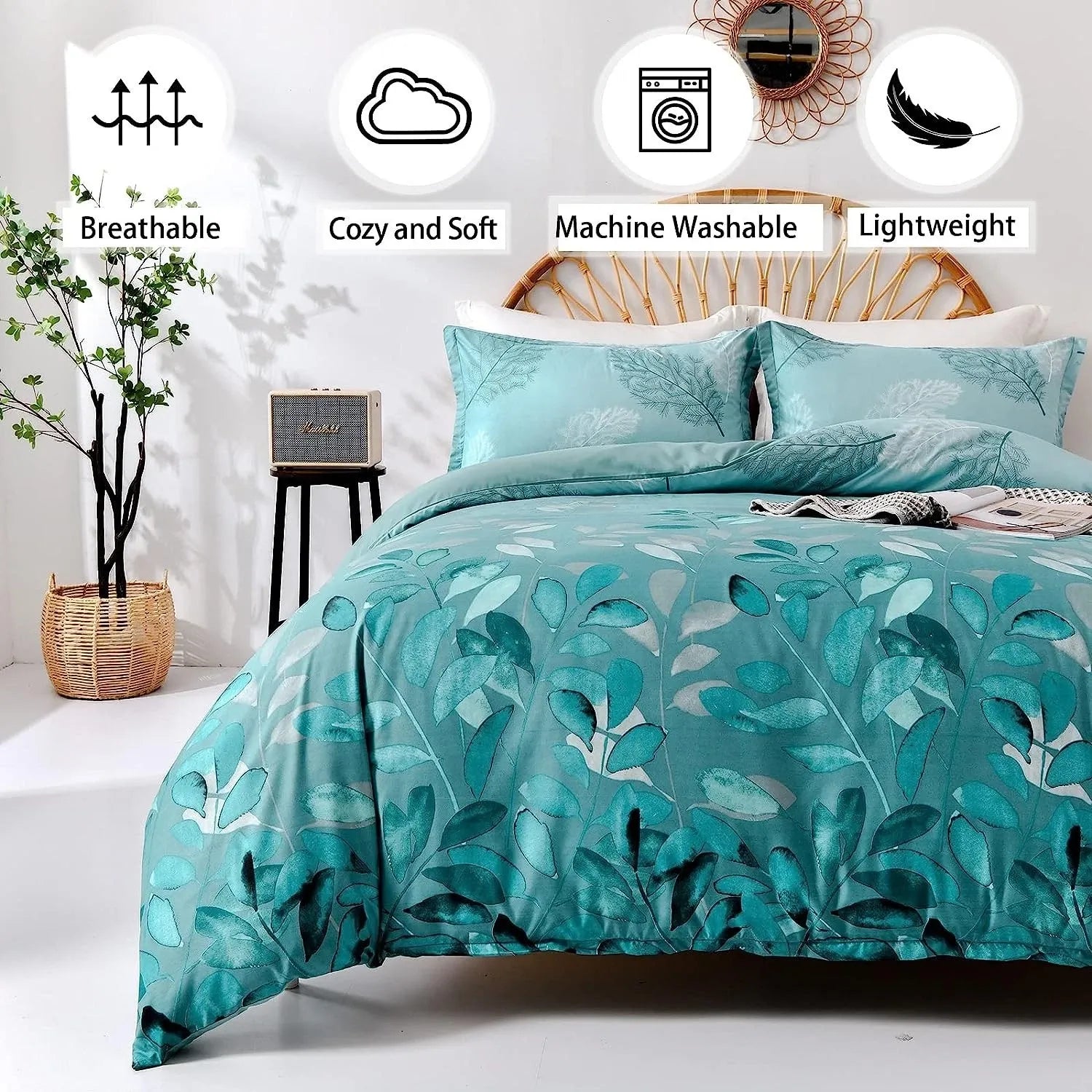 Green Leaf Cannes Quilt / Doona / Duvet Cover set