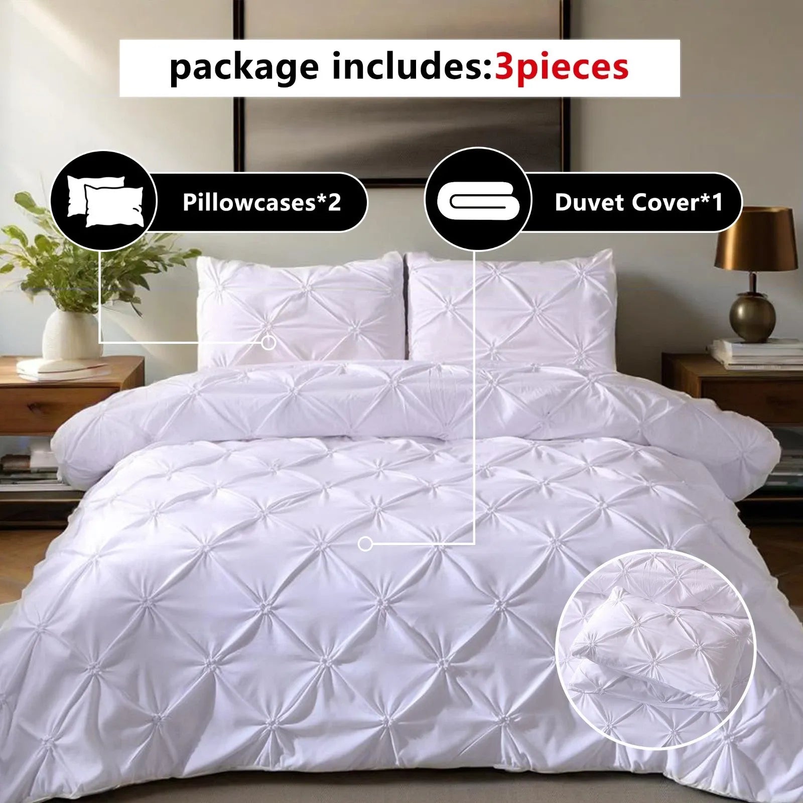 White Lucerne Bloomscape Quilt / Doona / Duvet Cover set