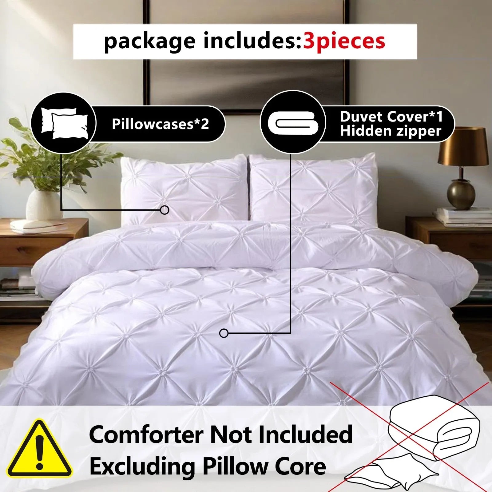White Lucerne Bloomscape Quilt / Doona / Duvet Cover set