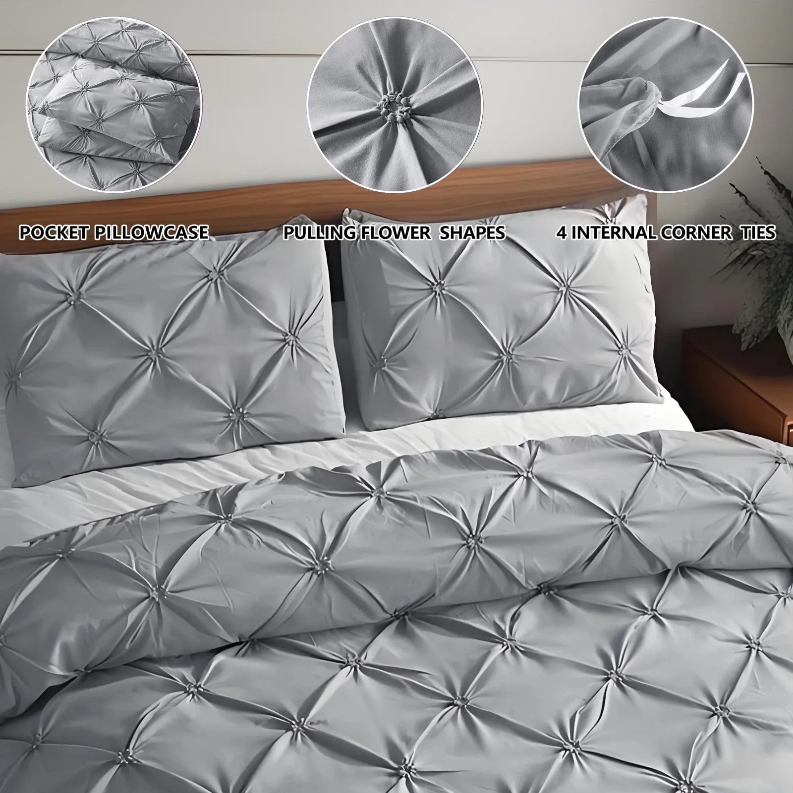 Grey Lorette Marigold Quilt / Doona / Duvet Cover set
