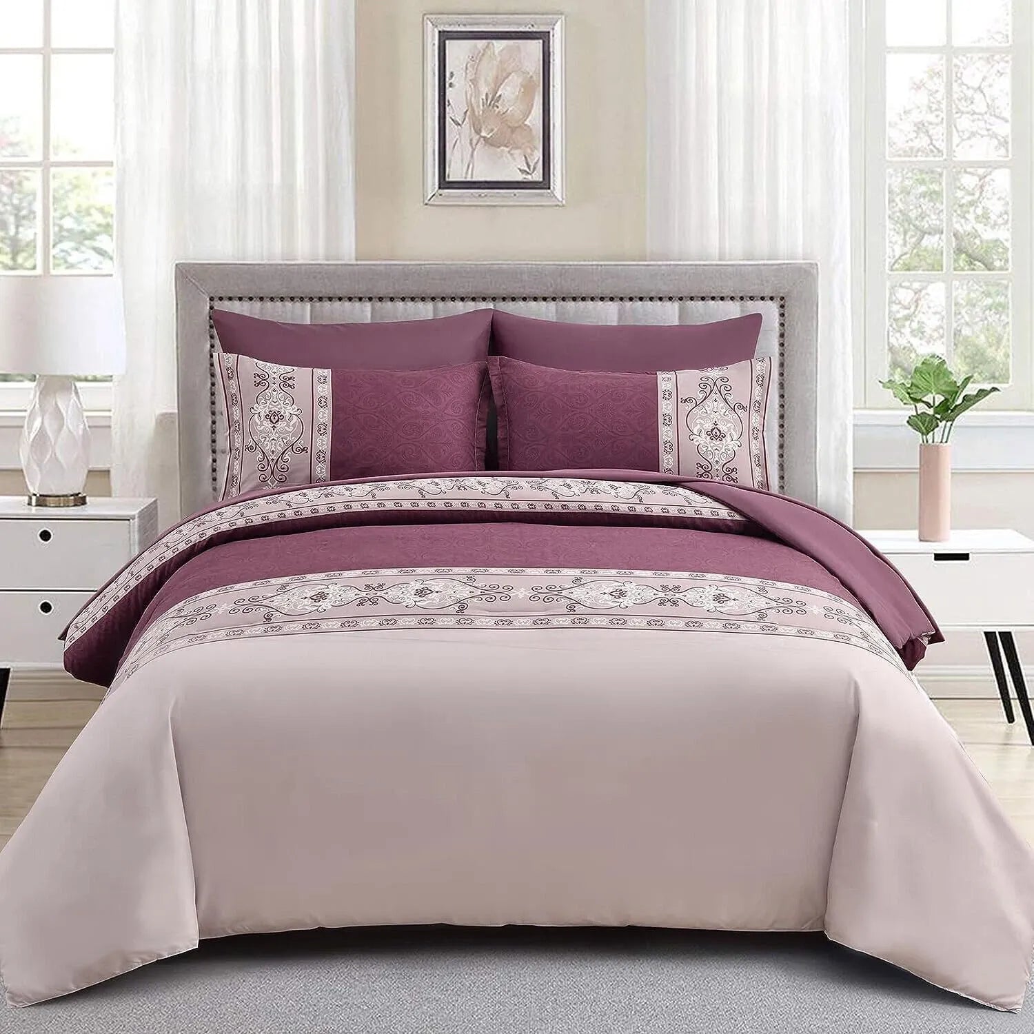 Red Bohemian Noelle Botanical Quilt / Doona / Duvet Cover set